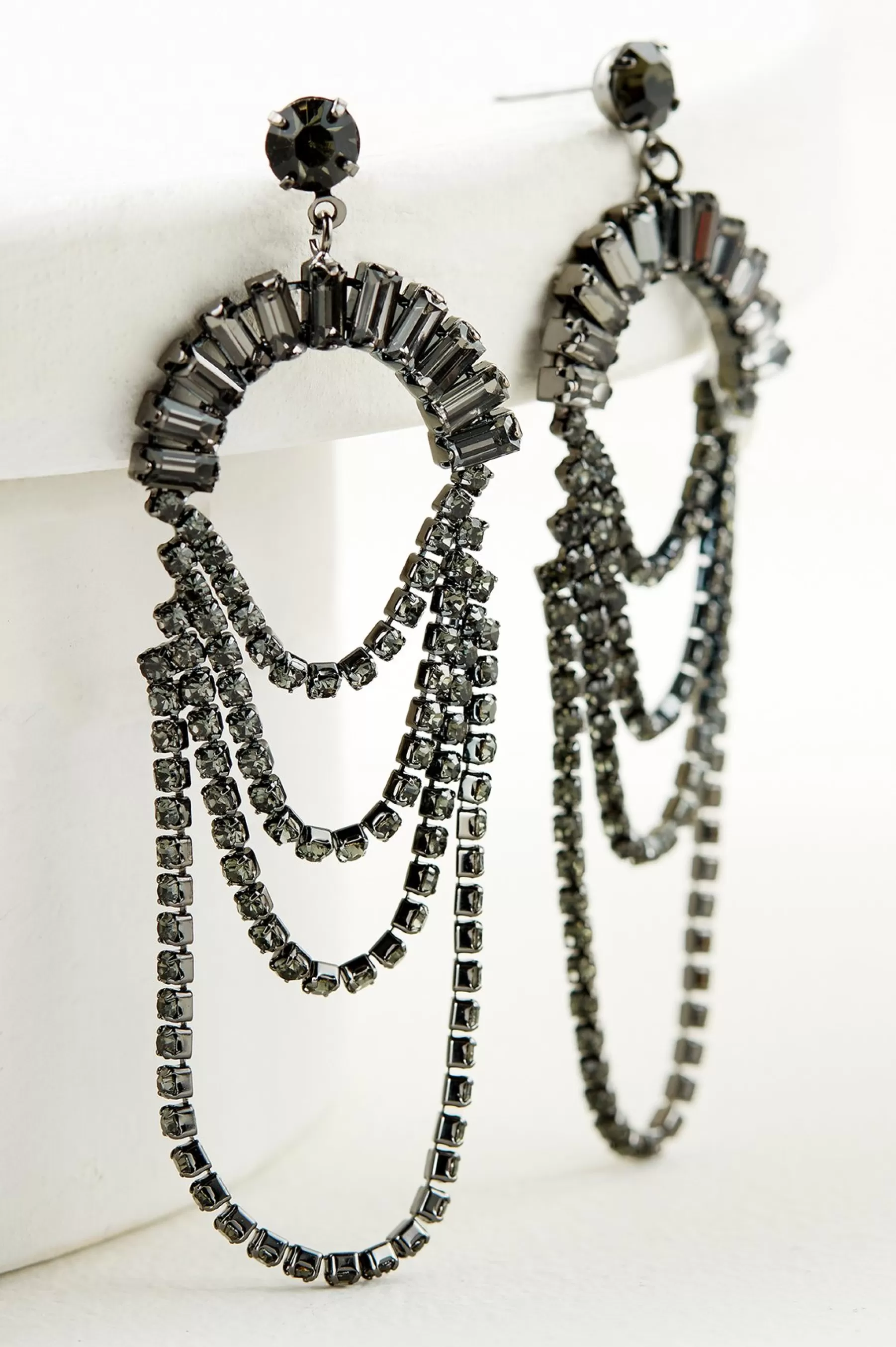 Earrings | earrings-Soft Surroundings Louisa Chandelier Earring Hematite