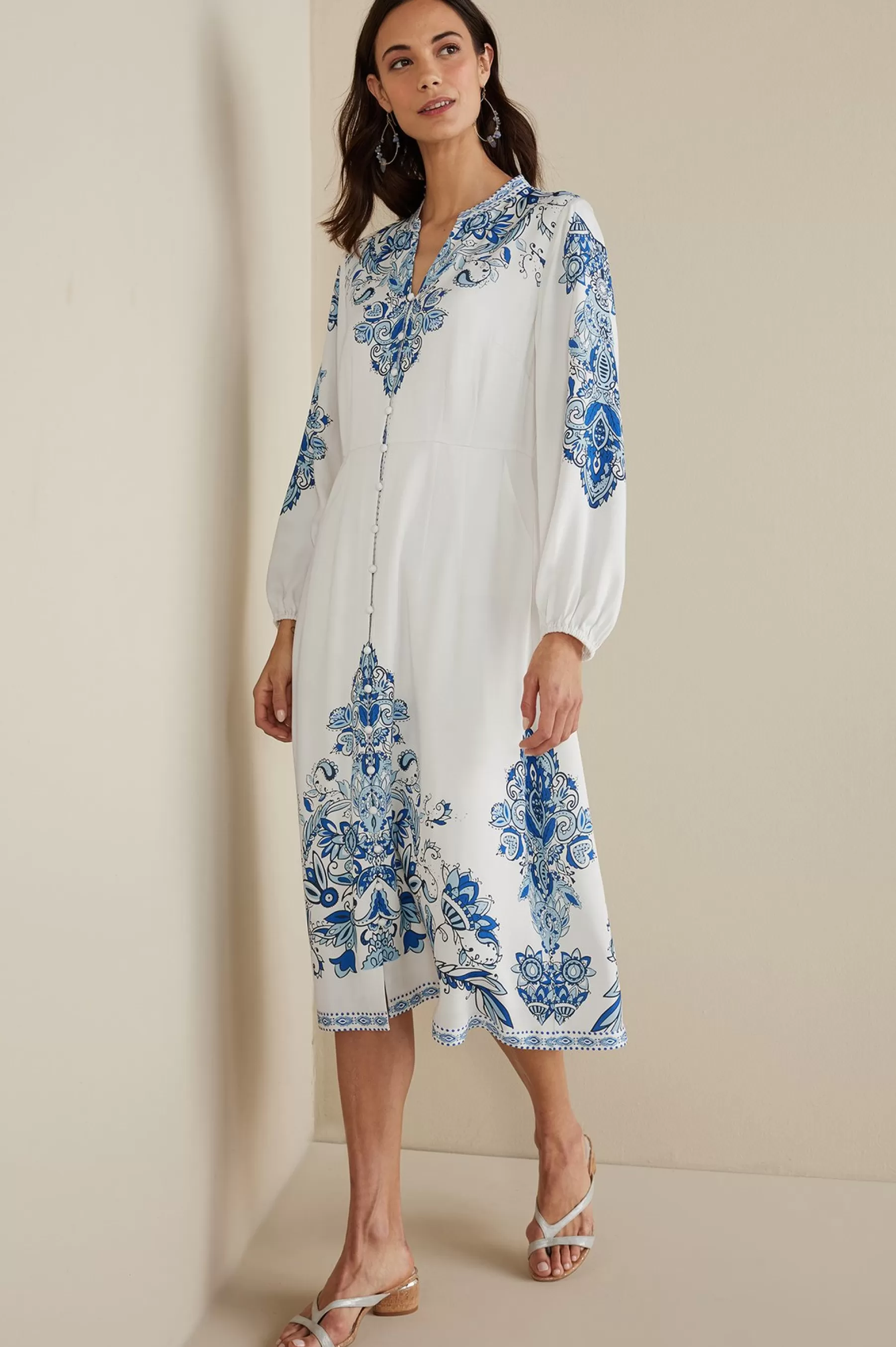 patterned | mid-length-Soft Surroundings Louise Midi Dress Perissa Scarf