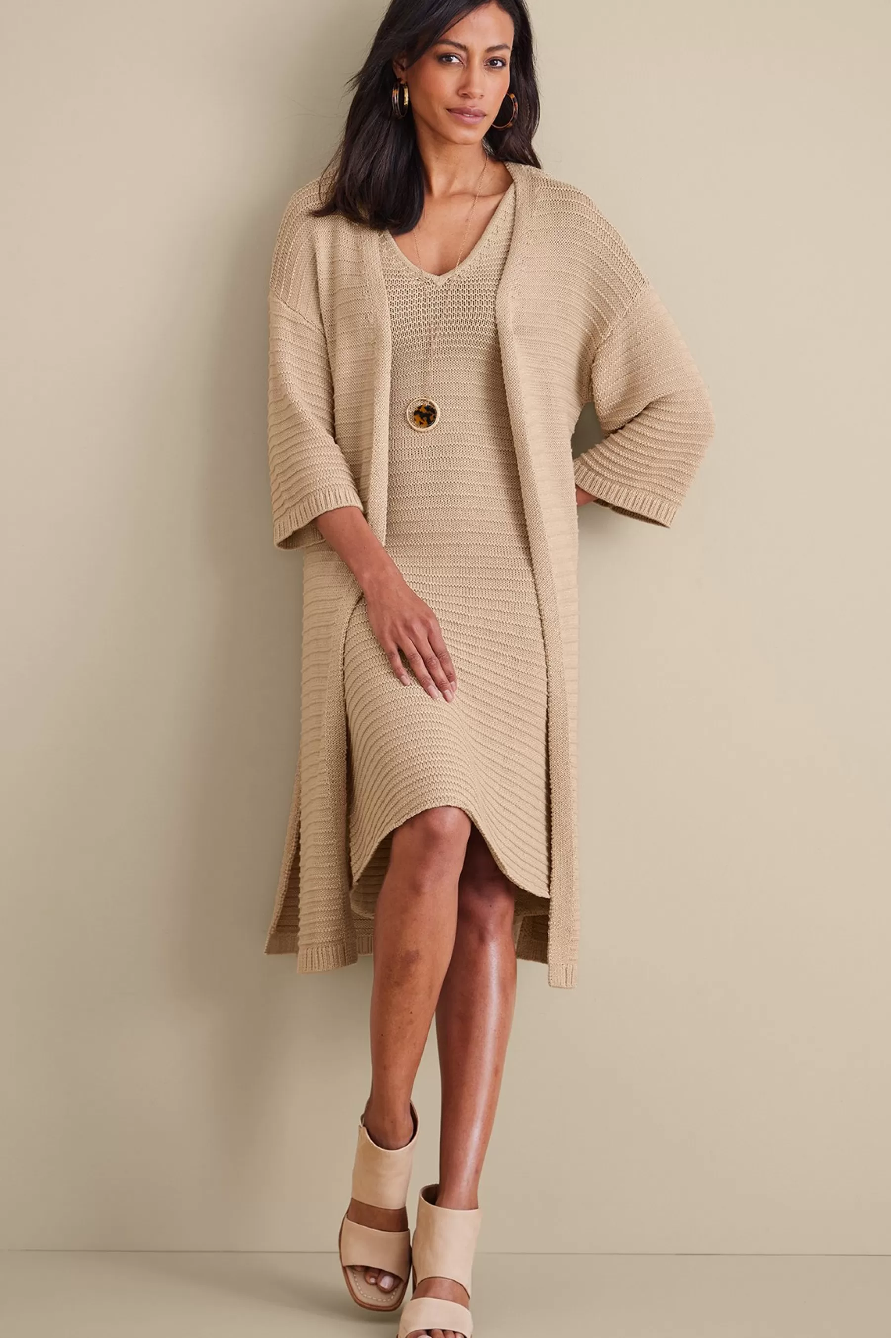 Sweaters & Cardigans | elbow length-Soft Surroundings Lucera Cardigan Sand Dune