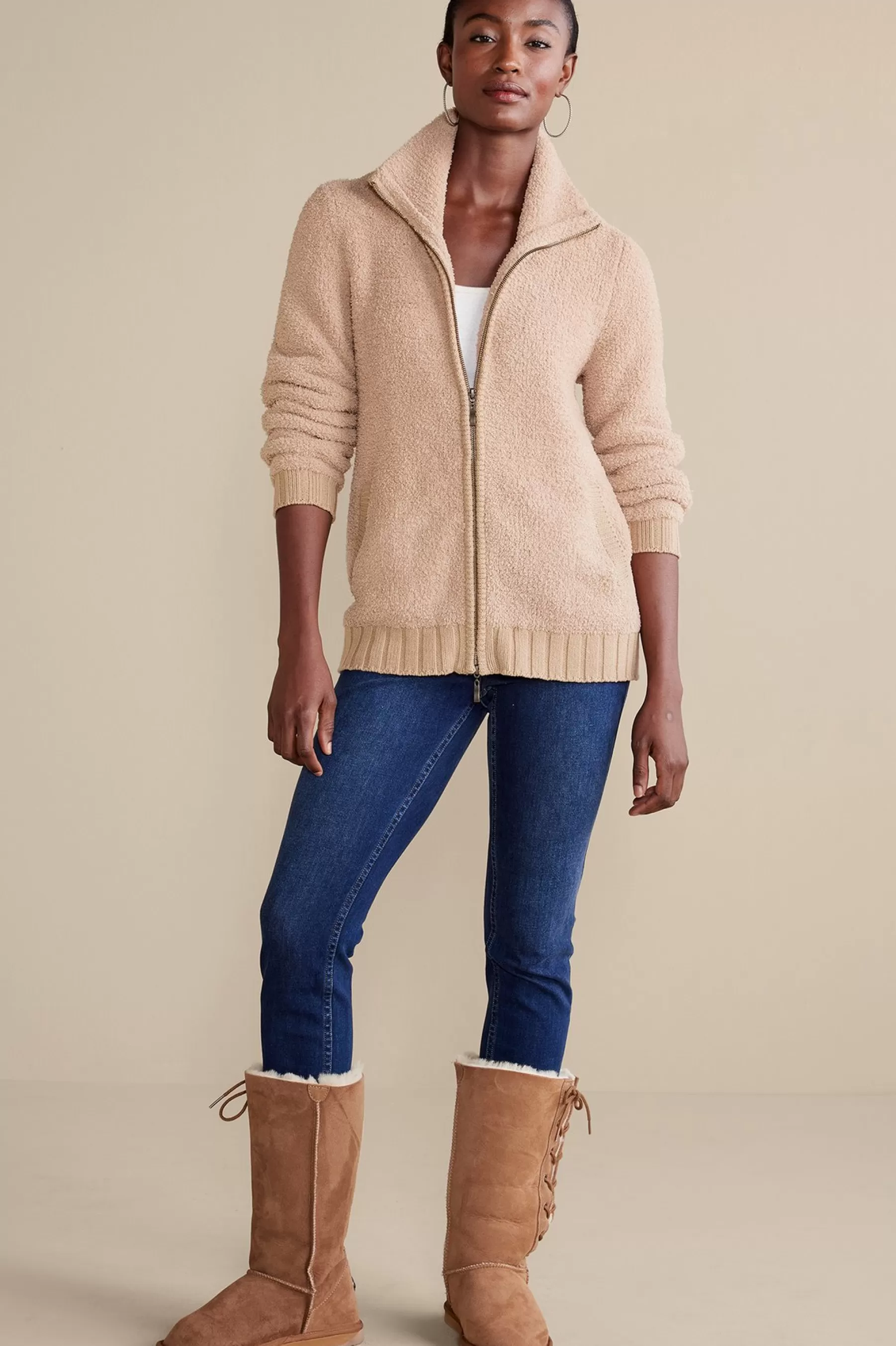 Sweaters & Cardigans-Soft Surroundings Lyla Teddy Cardigan Sesame