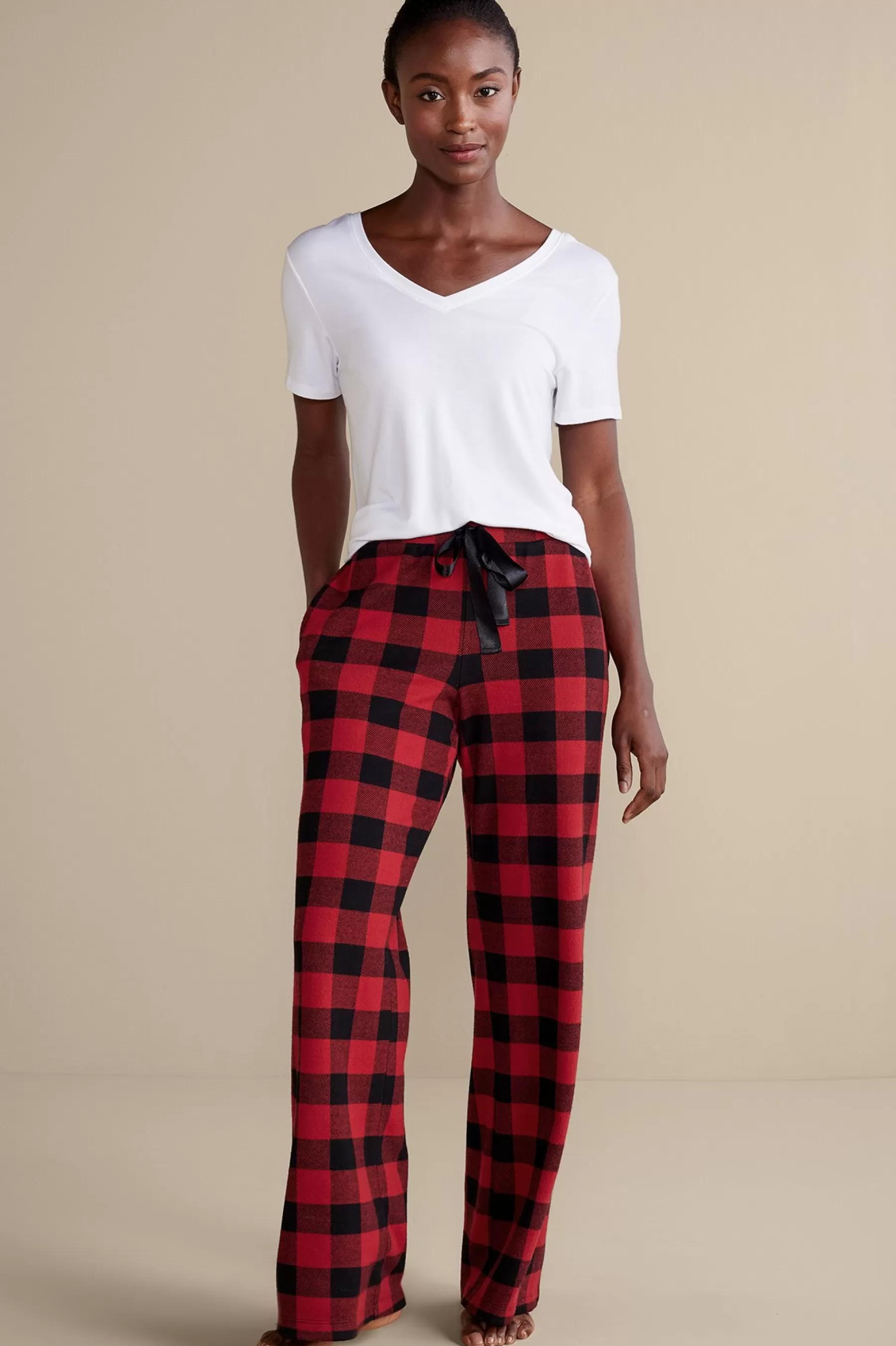 Sleepwear & Lounge-Soft Surroundings Mad About Plaid Pant Red Plaid