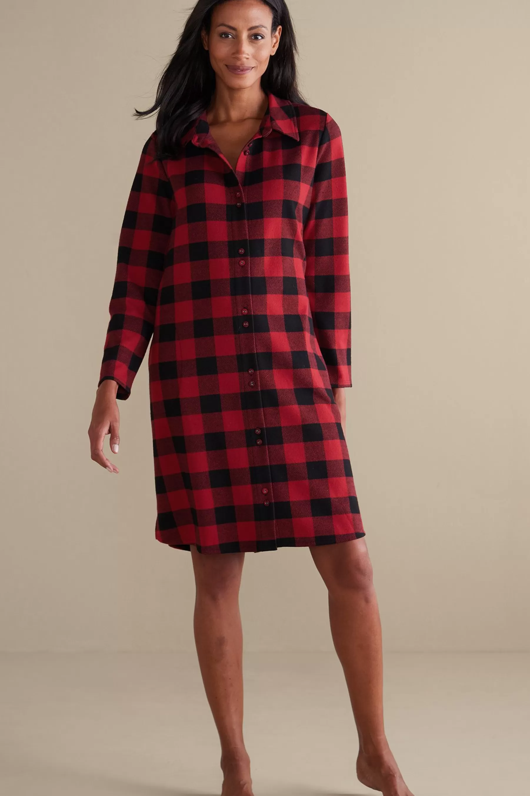 Sleepwear & Lounge-Soft Surroundings Mad About Plaid Sleep Dress Red Plaid