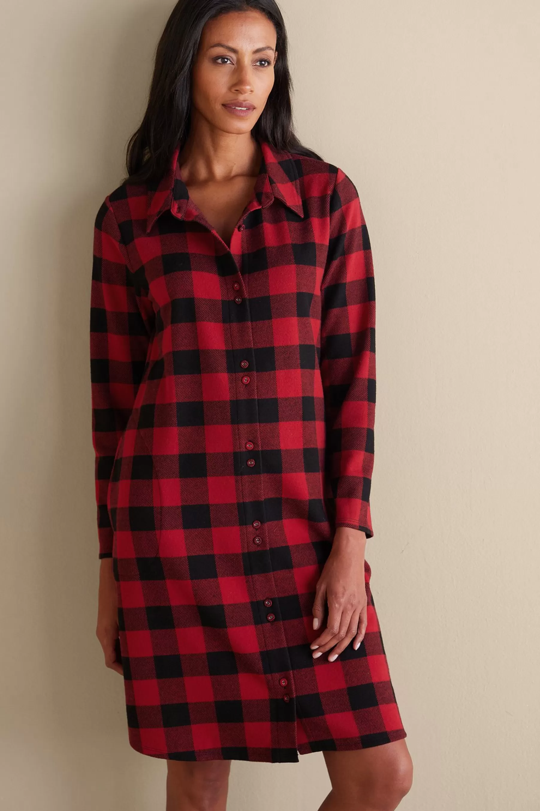 Sleepwear & Lounge-Soft Surroundings Mad About Plaid Sleep Dress Red Plaid