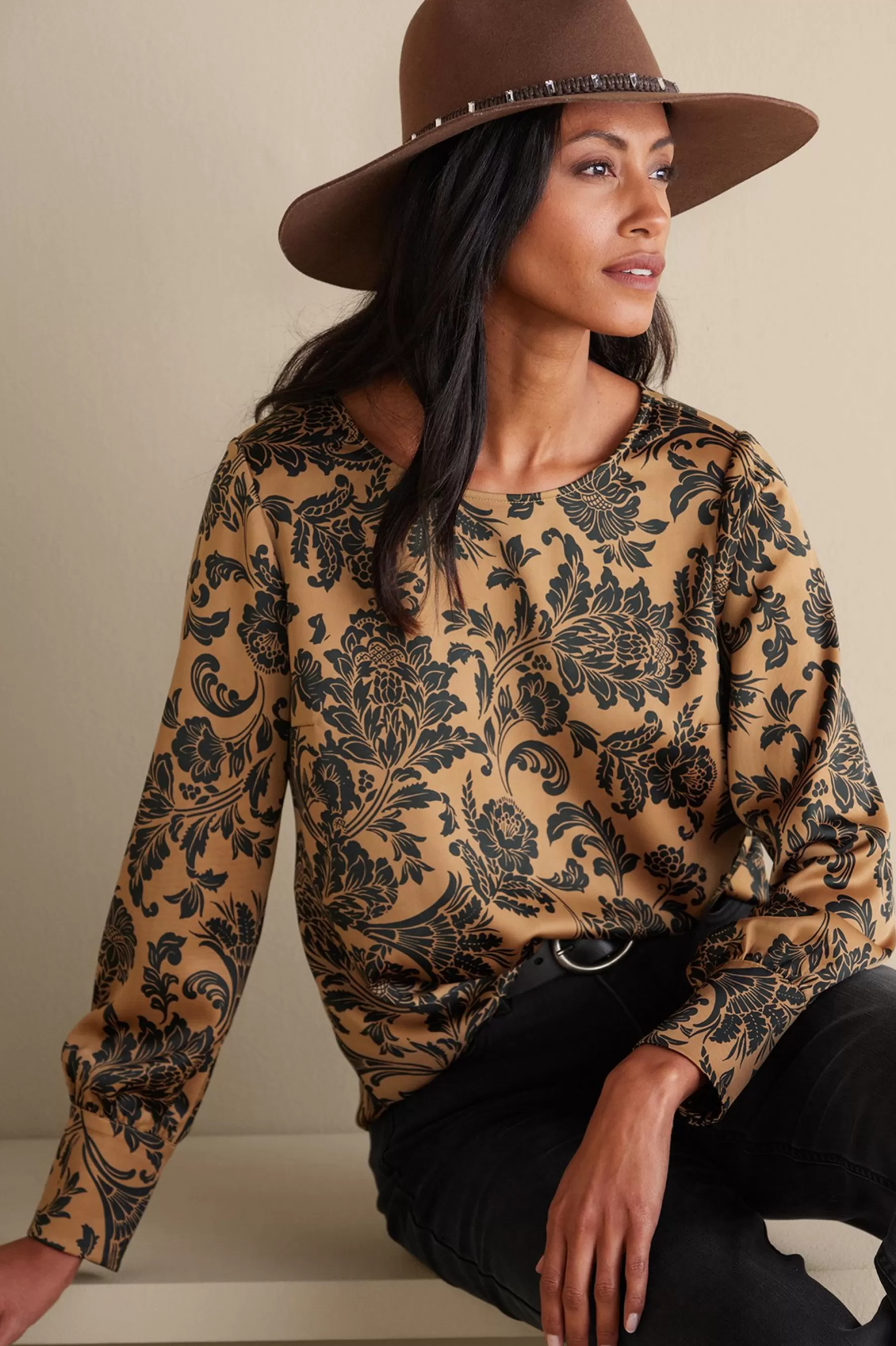 Feminine Flourish | long sleeve-Soft Surroundings Maiya Top Neutral Floral