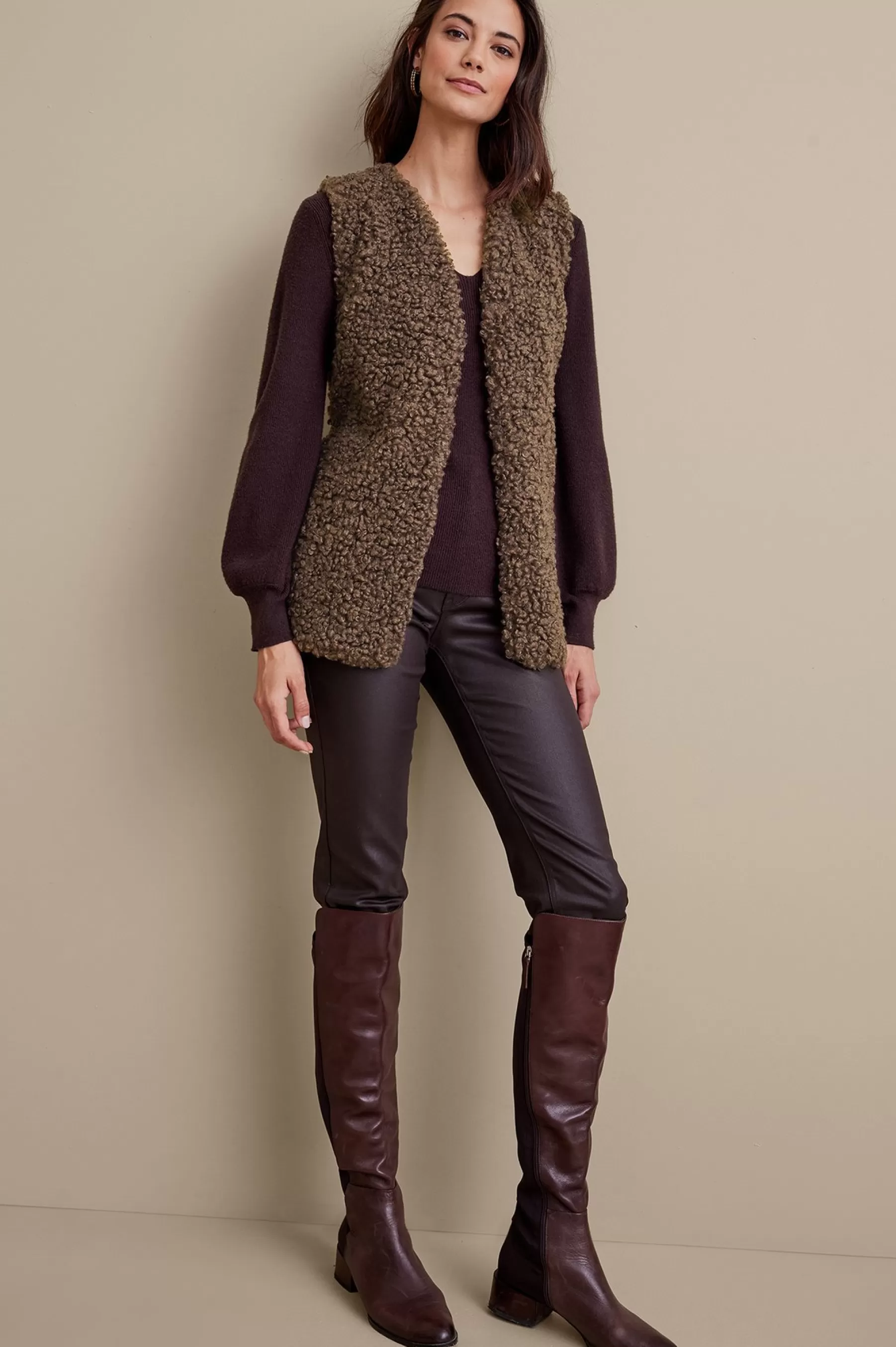 Jackets & Coats | vest-Soft Surroundings Maribo Shearling Vest Brown Shearling