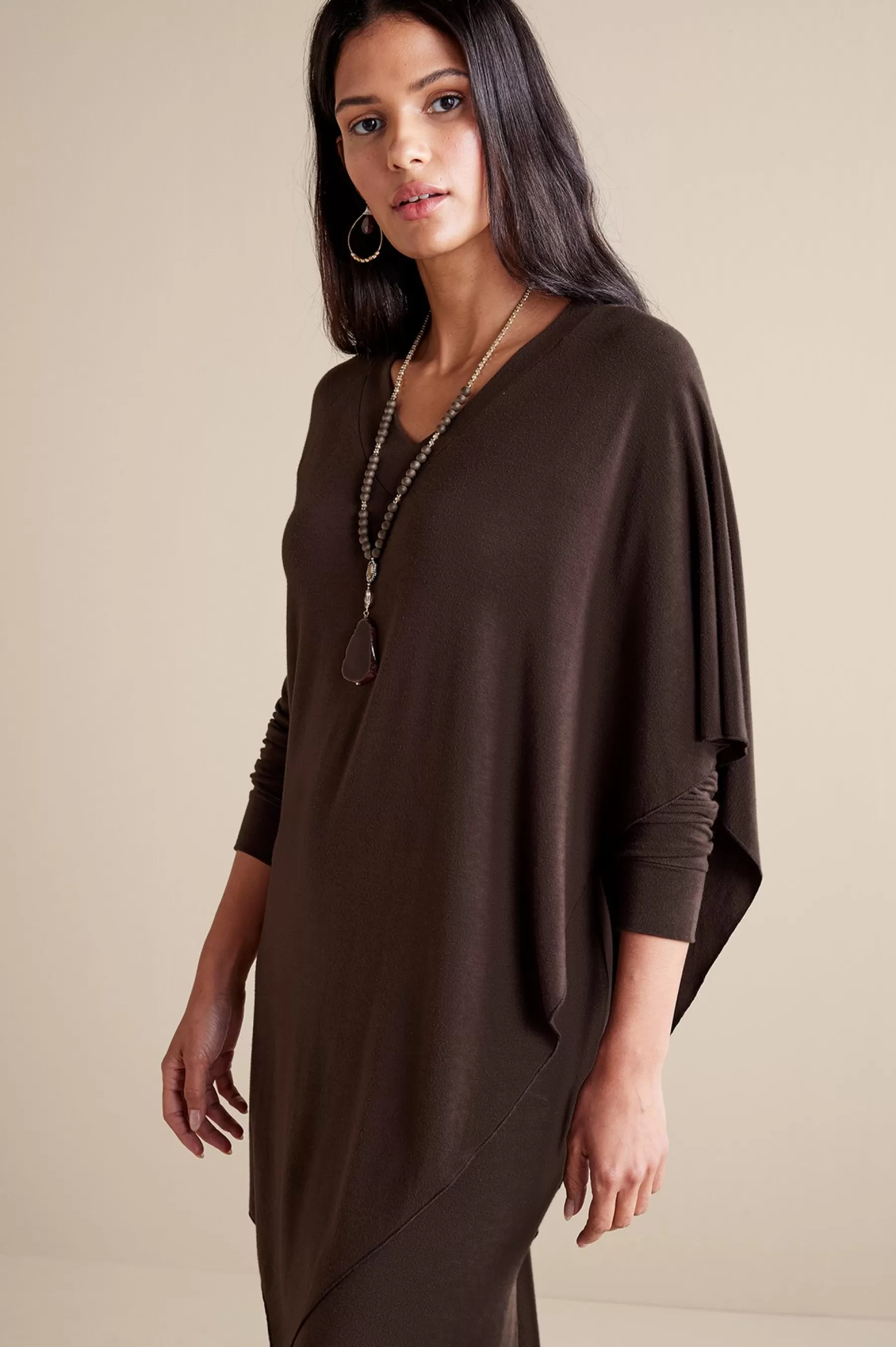 solids | short-Soft Surroundings Marla Dress Dark Brown