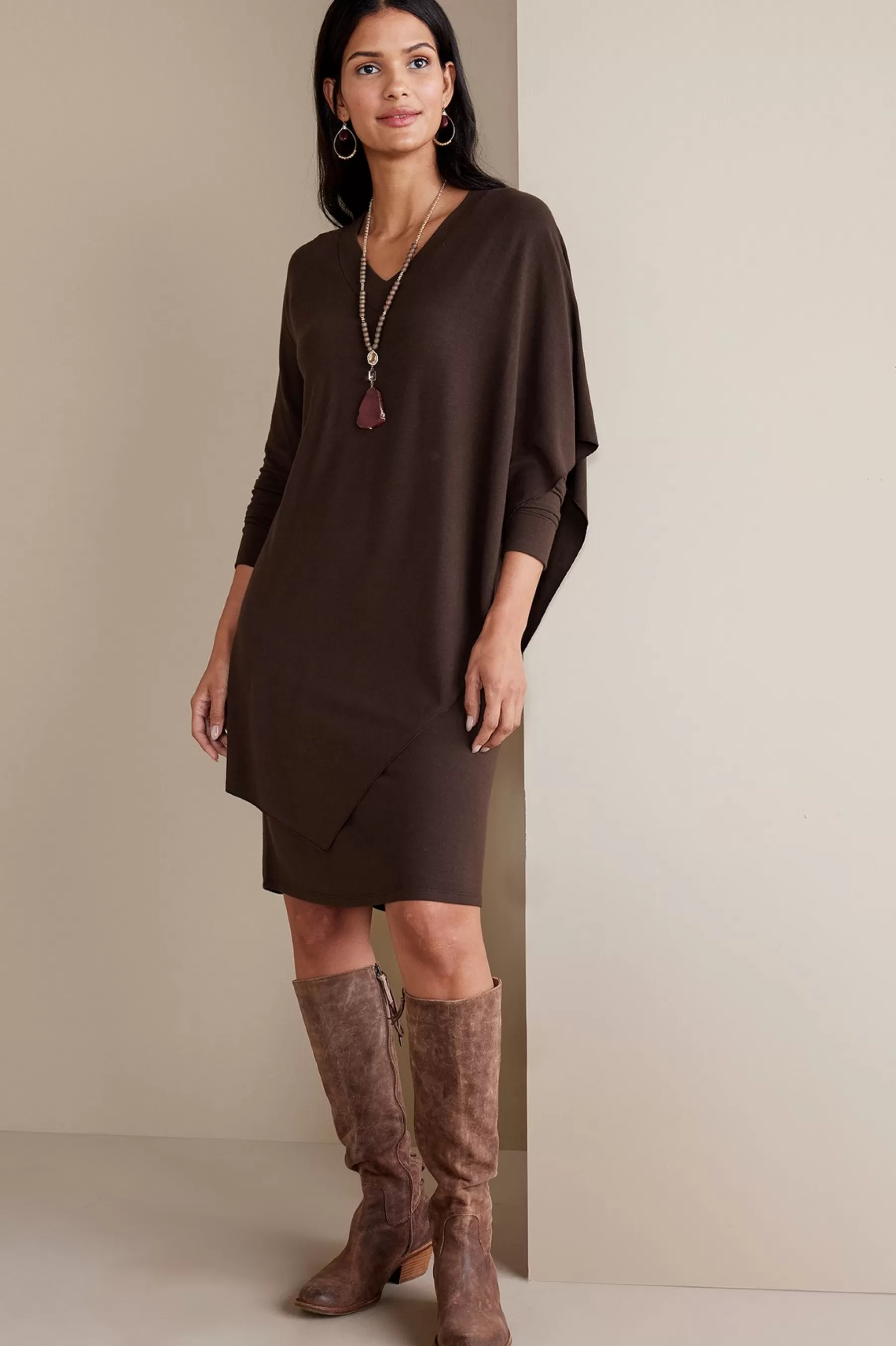 solids | short-Soft Surroundings Marla Dress Dark Brown