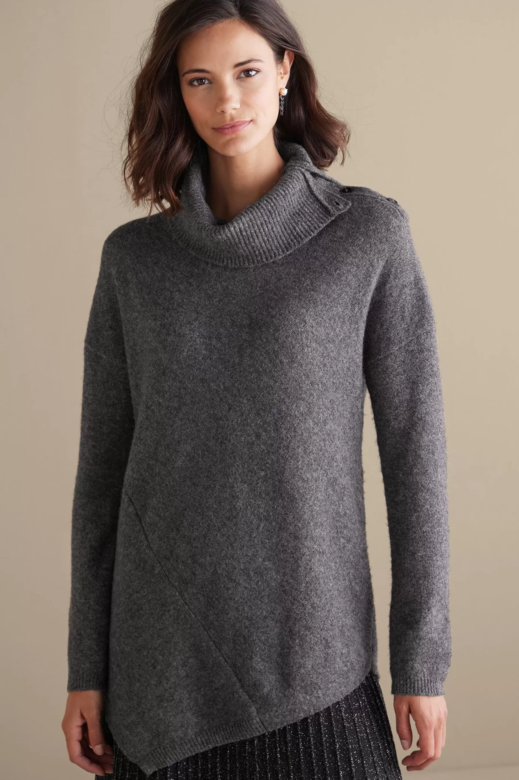 Sweaters & Cardigans | long sleeve-Soft Surroundings Maxine Sweater Dark Grey Heather