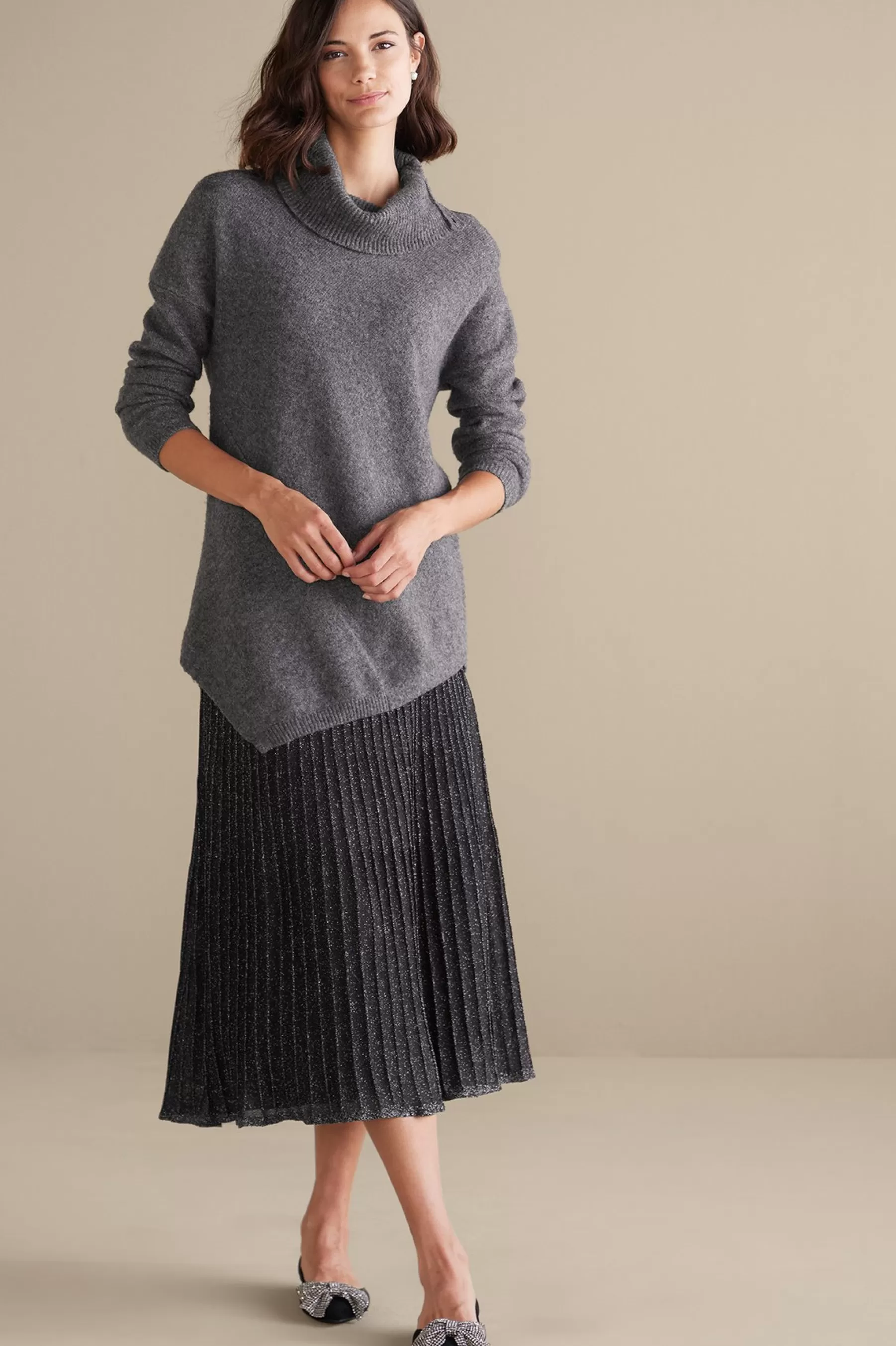 Sweaters & Cardigans | long sleeve-Soft Surroundings Maxine Sweater Dark Grey Heather