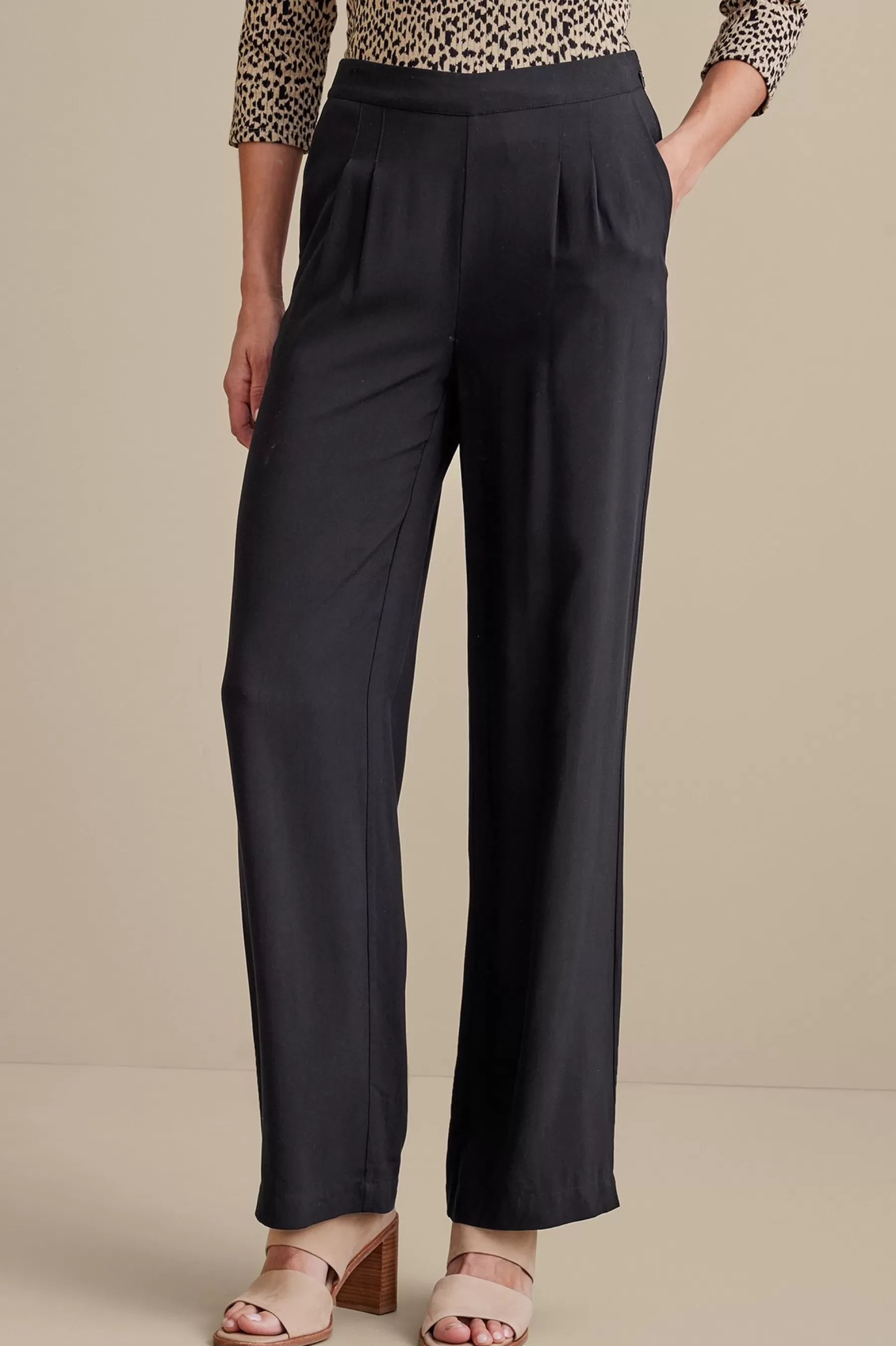 full length | wide leg-Soft Surroundings Melita Wide Leg Pants Black