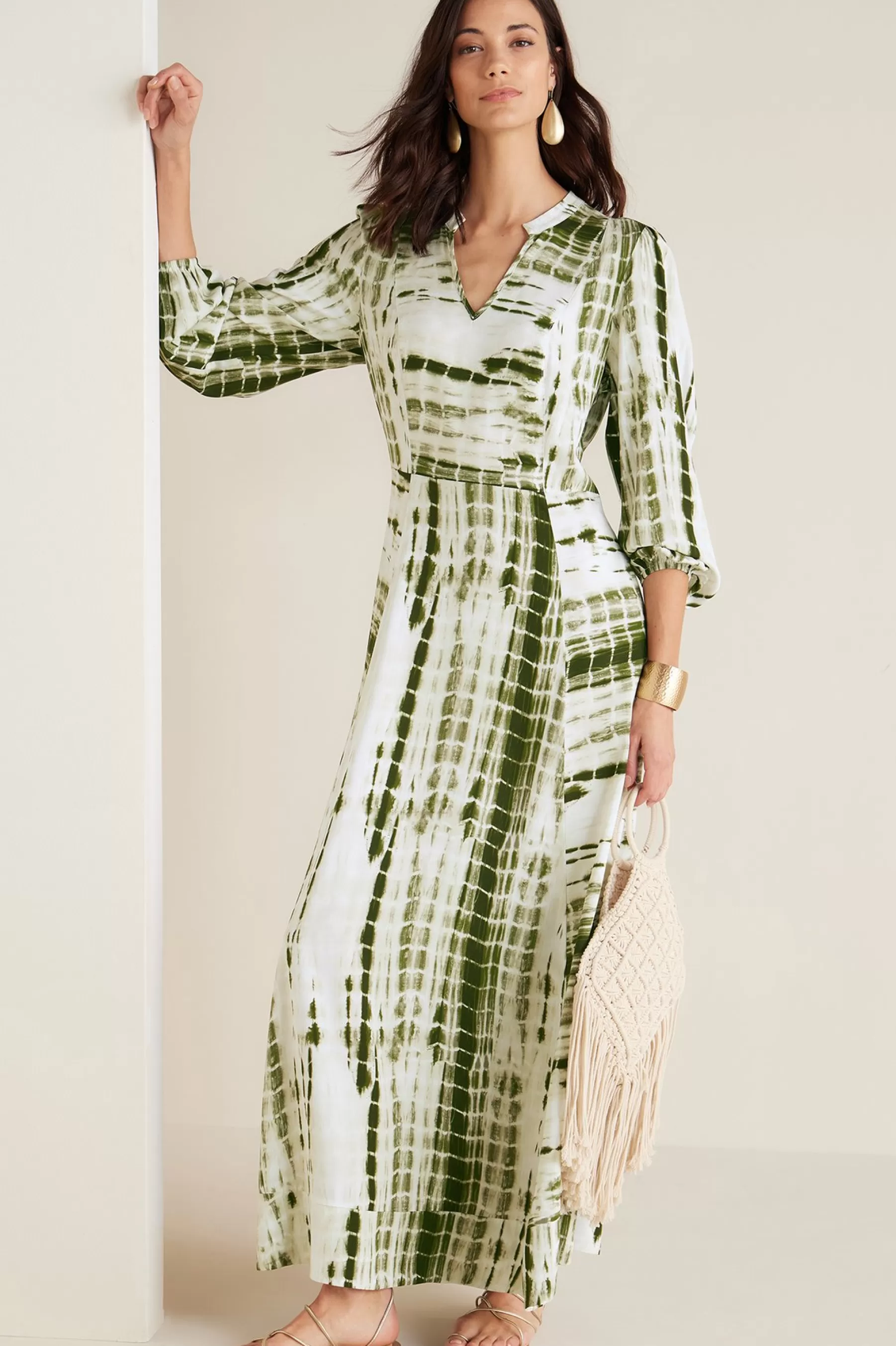 Global Artistry | patterned-Soft Surroundings Melody Dress Green Tie Dye