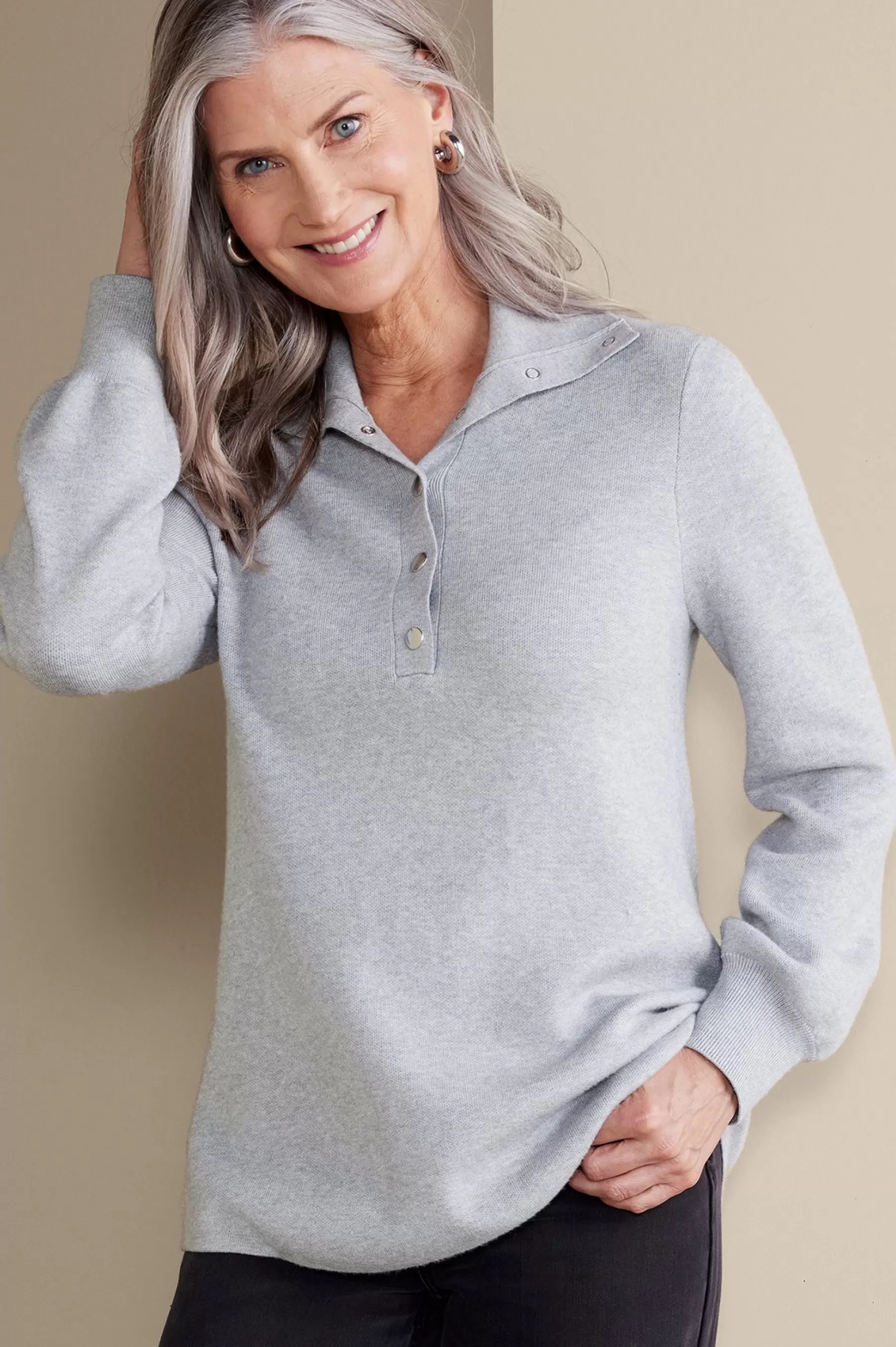 Feminine Flourish | Everyday Styles-Soft Surroundings Meria Sweater Tunic Medium Grey Heather