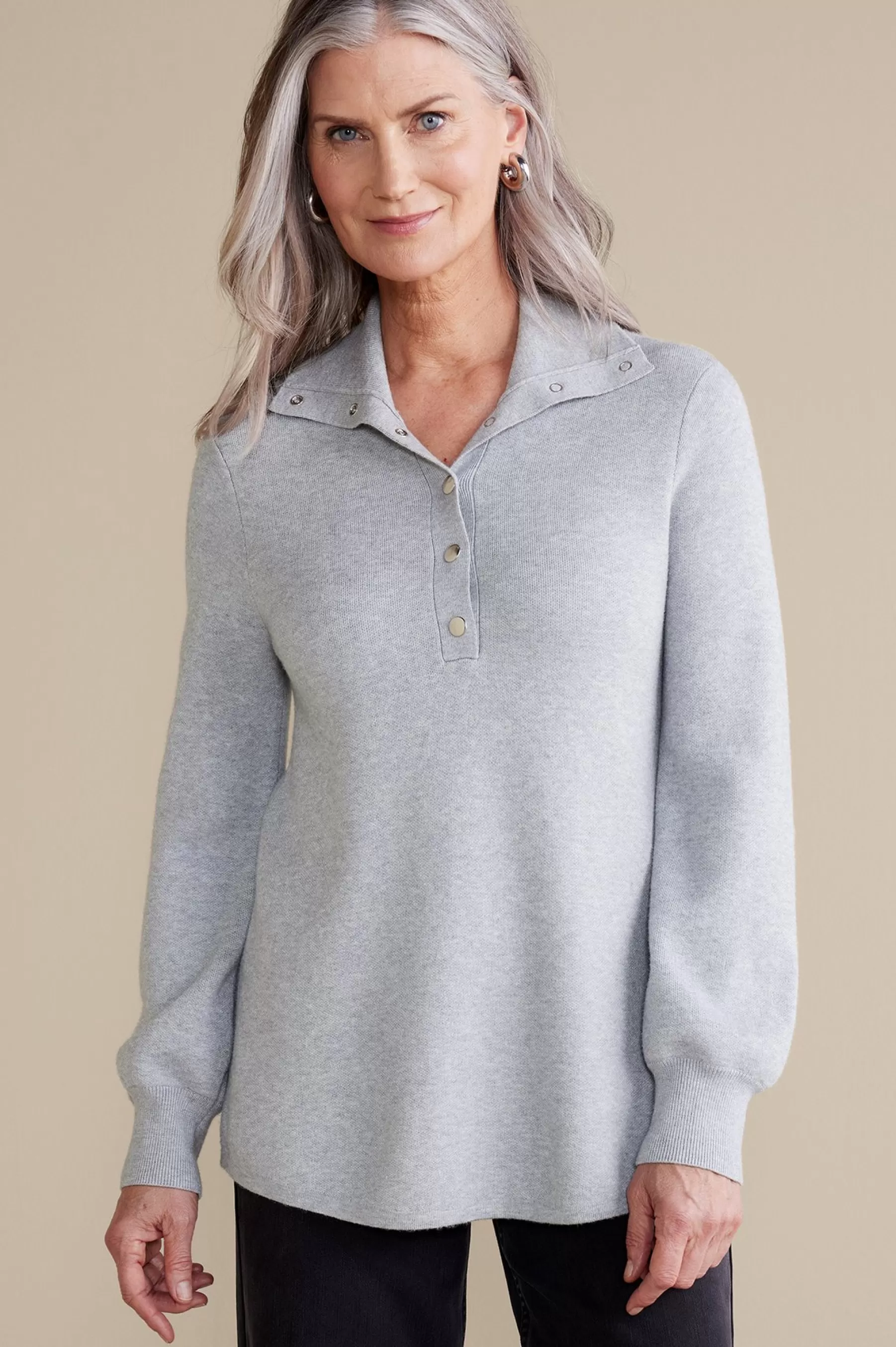 Feminine Flourish | Everyday Styles-Soft Surroundings Meria Sweater Tunic Medium Grey Heather