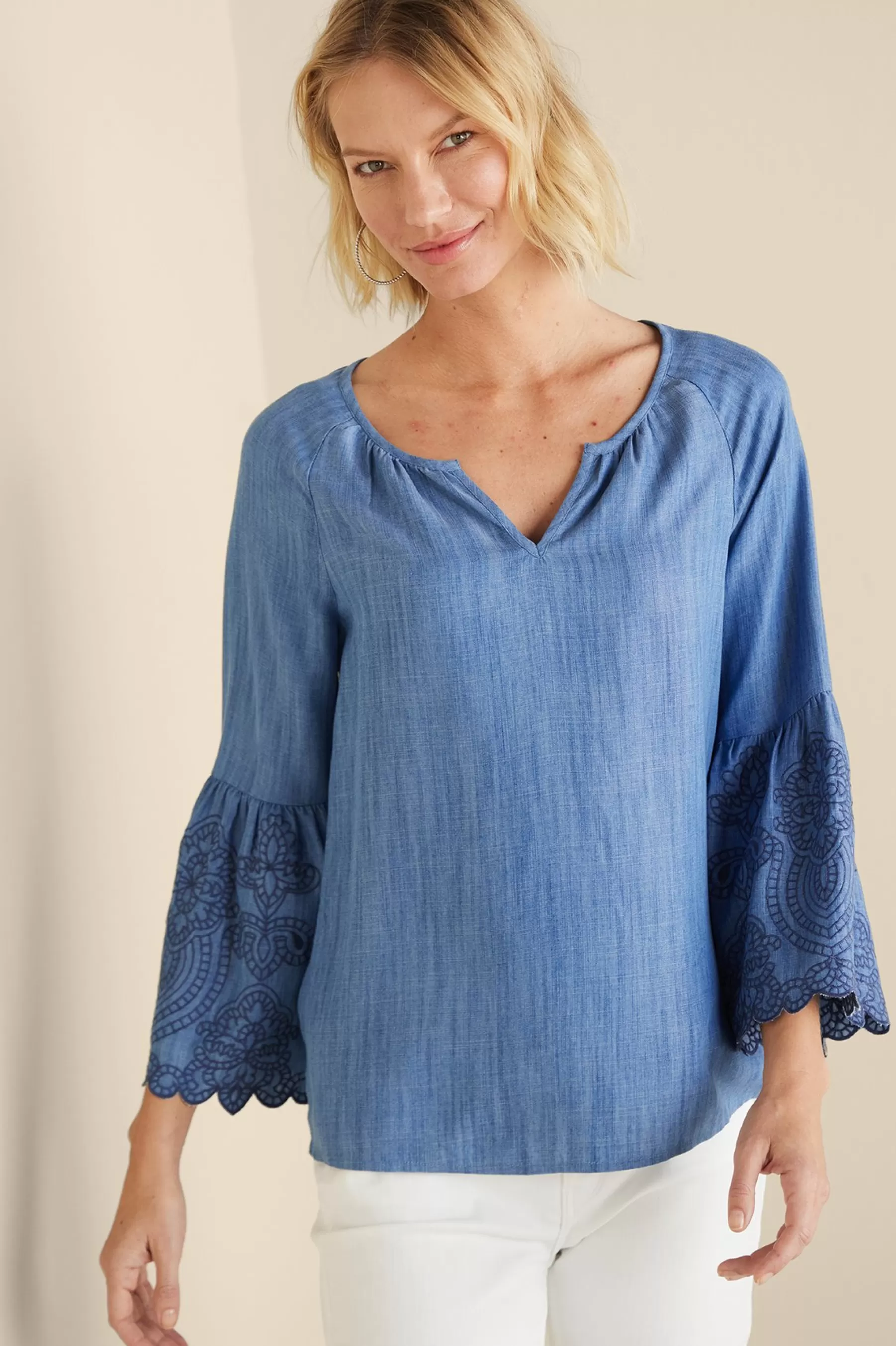 Feminine Flourish | Into The Blues-Soft Surroundings Misty TENCEL™ Shirt Medium Wash