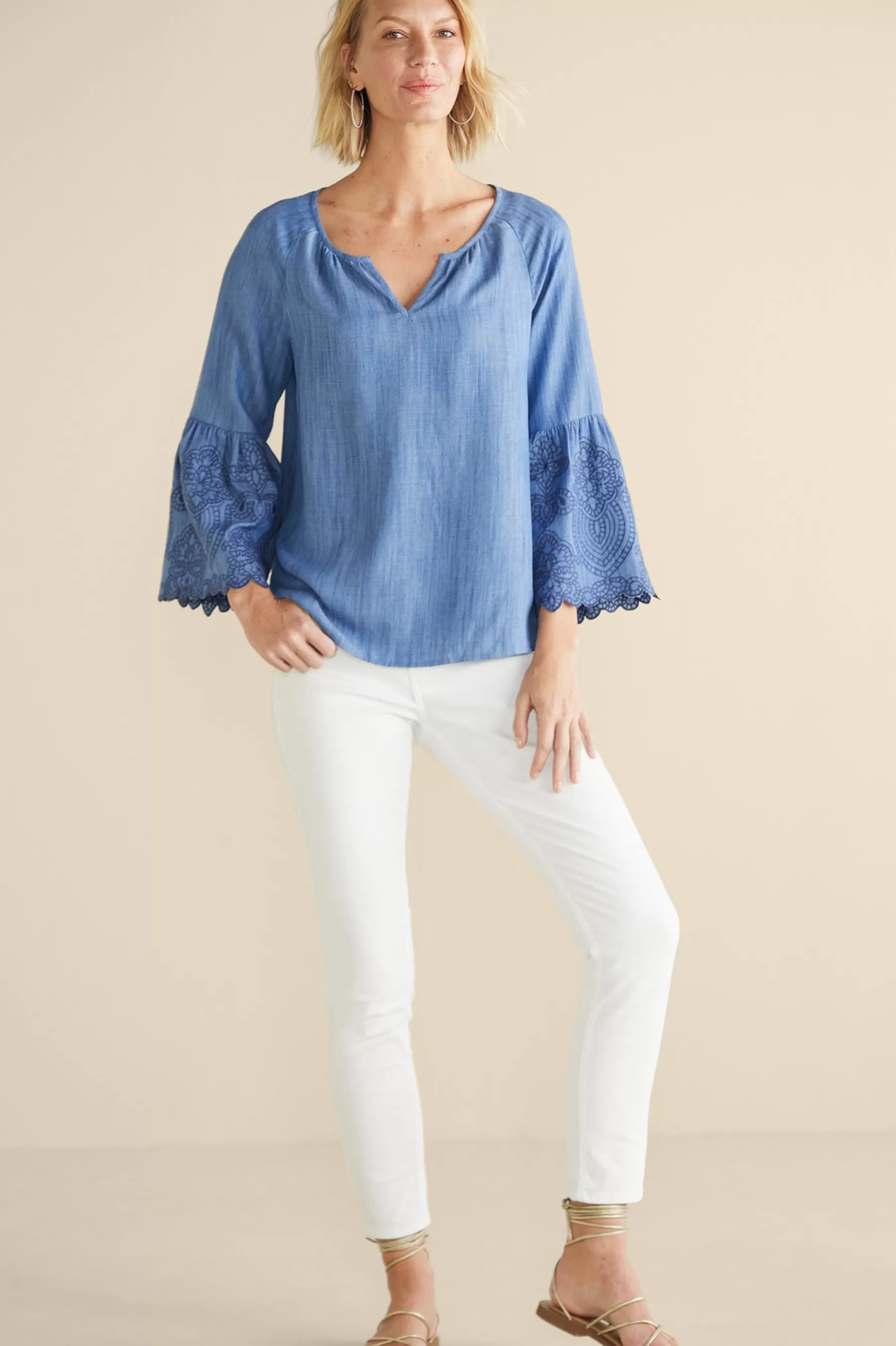 Feminine Flourish | Into The Blues-Soft Surroundings Misty TENCEL™ Shirt Medium Wash