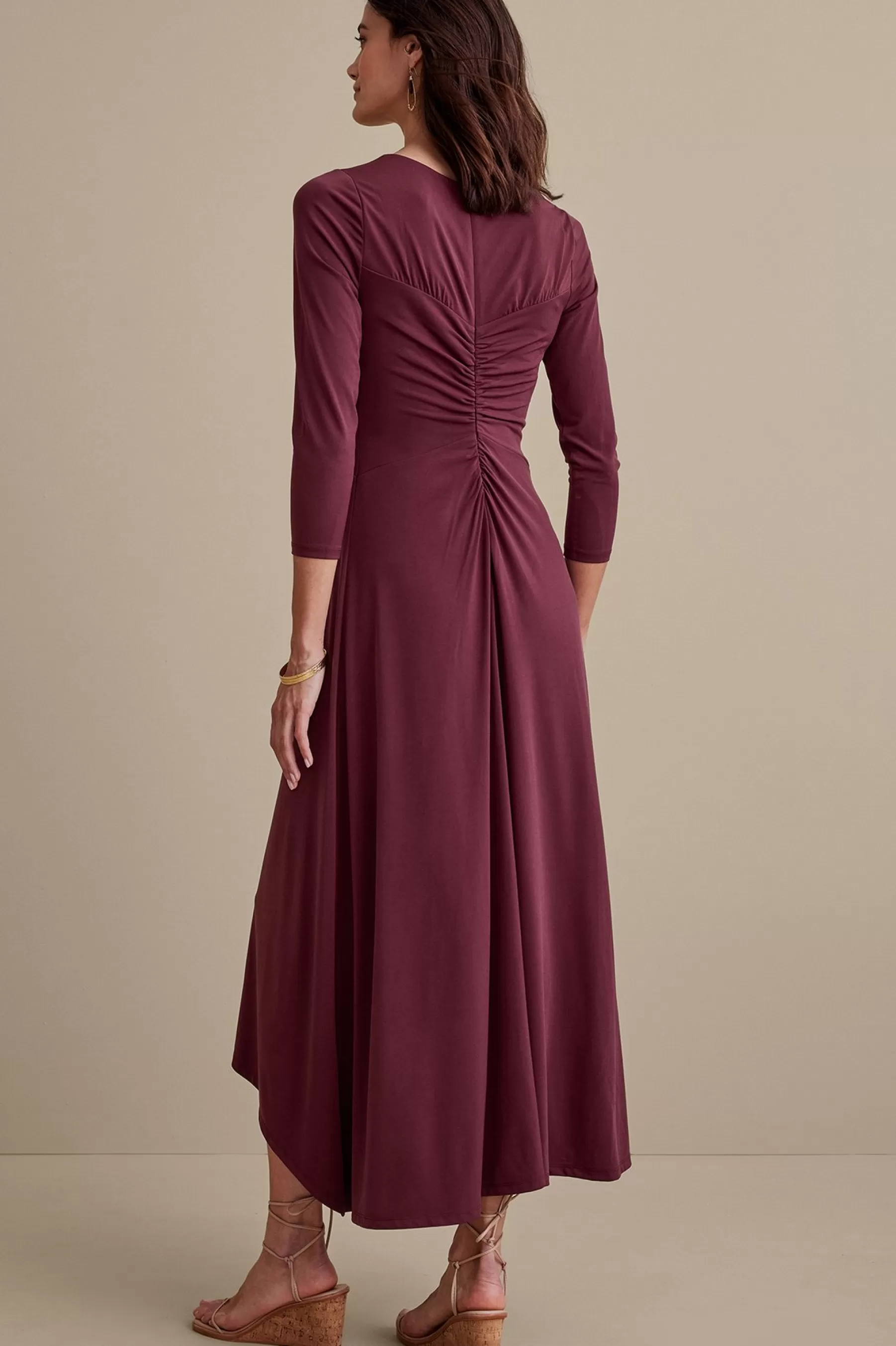 between season | solids-Soft Surroundings Monica Knit Dress Purple Wine