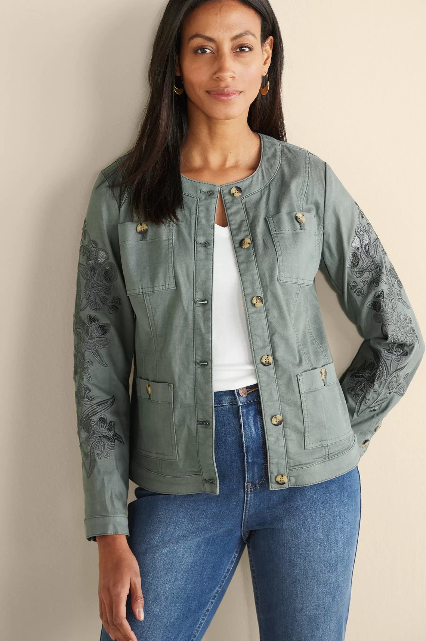 Feminine Flourish | Wear Now Styles-Soft Surroundings Monterey Utility Jacket Agave Green