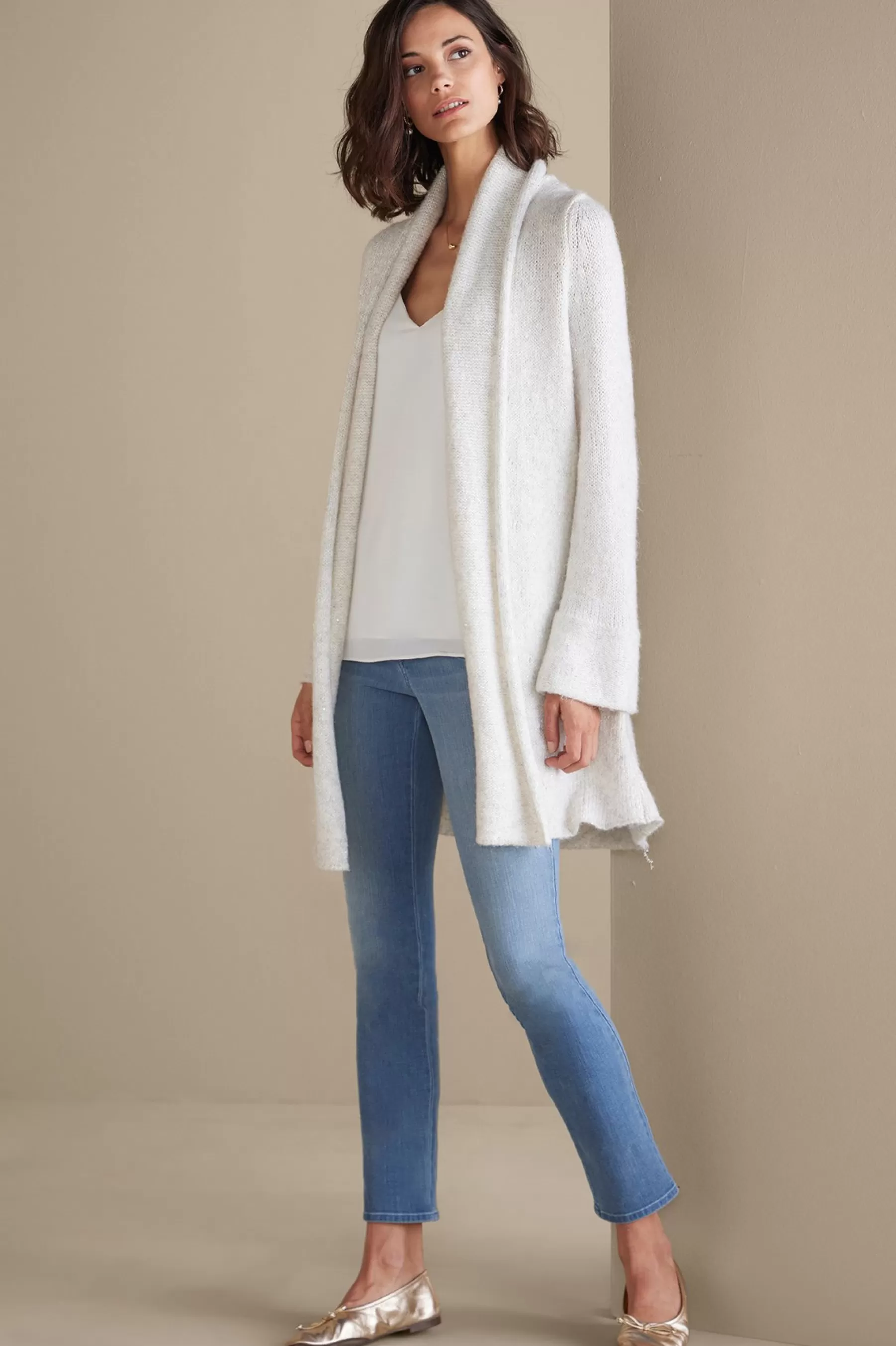 Everyday Styles | Sweaters & Cardigans-Soft Surroundings Neva Sequin Cardigan Ivory