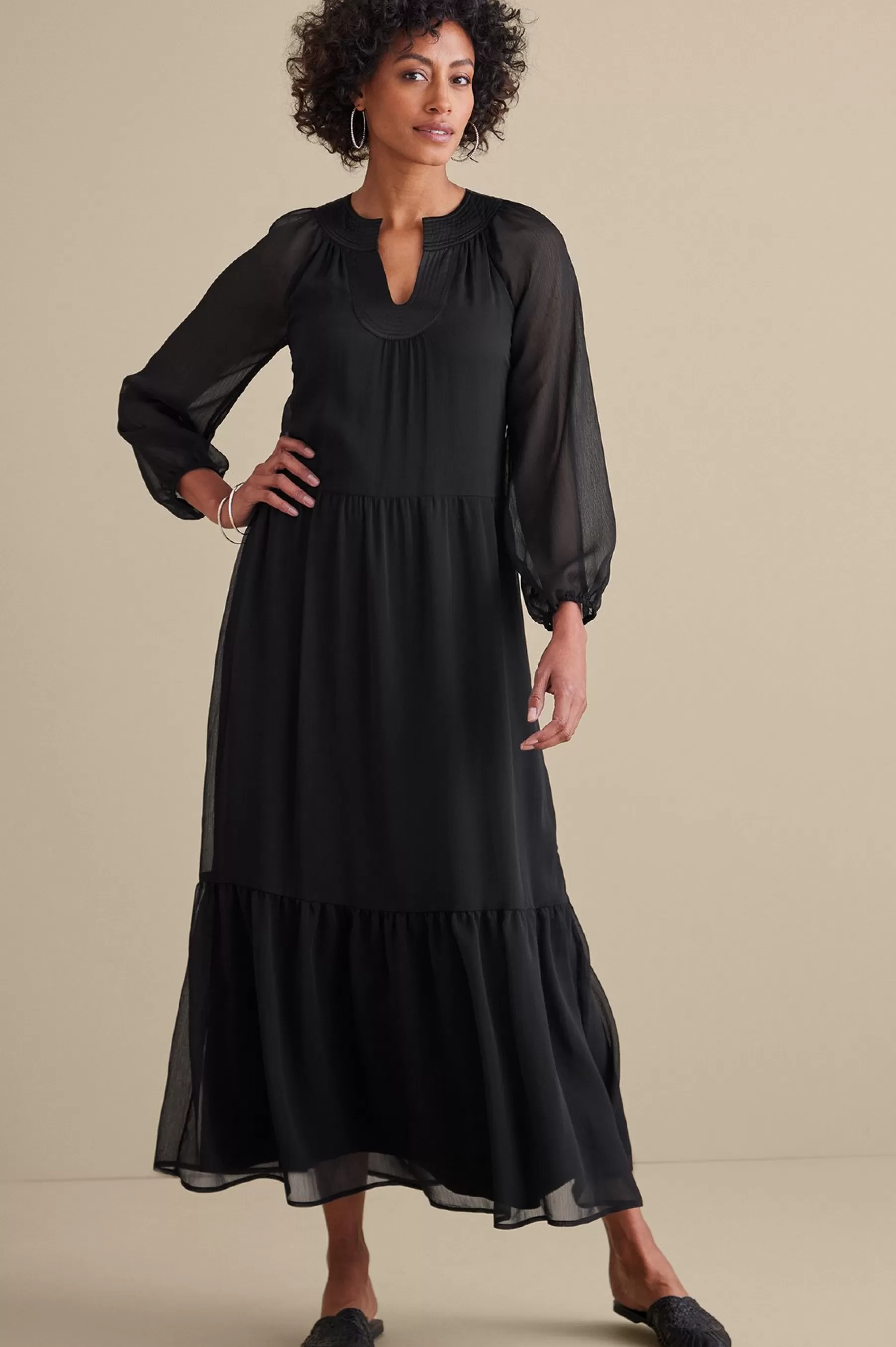 forever favorites | occasion dresses-Soft Surroundings Olga Dress Black