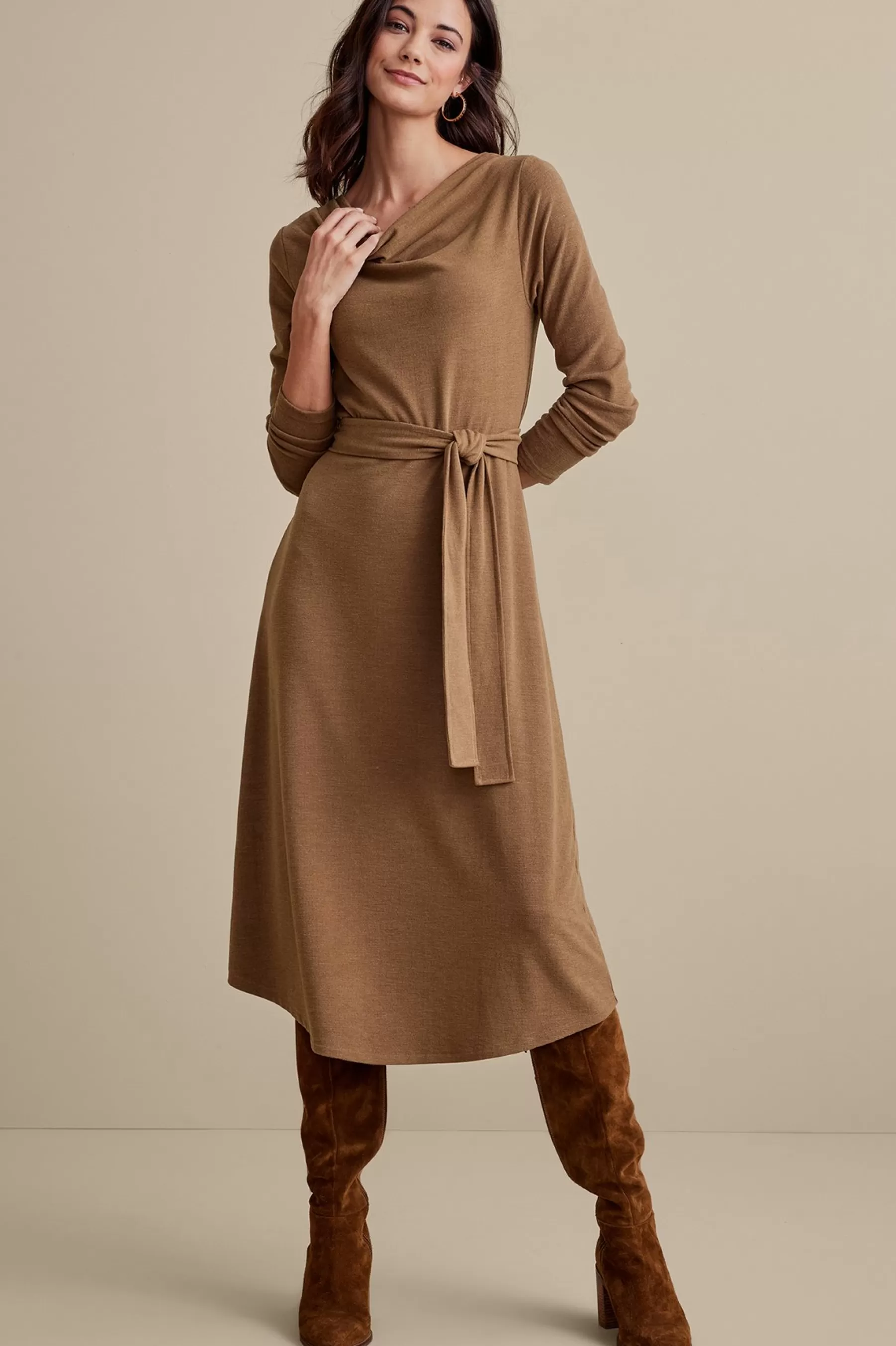 casual | work to play-Soft Surroundings Paula Dress Cocoa Brown