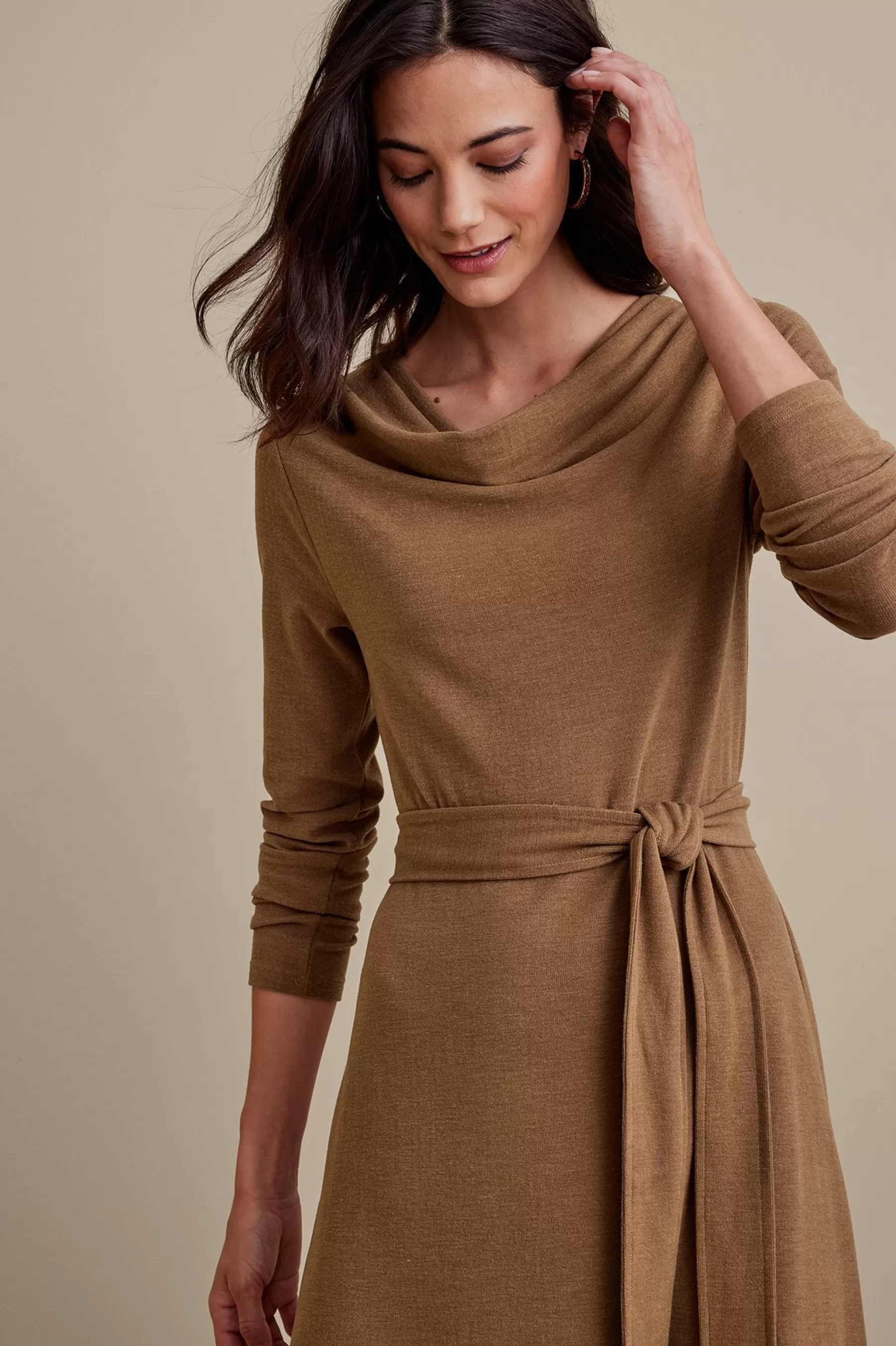 casual | work to play-Soft Surroundings Paula Dress Cocoa Brown