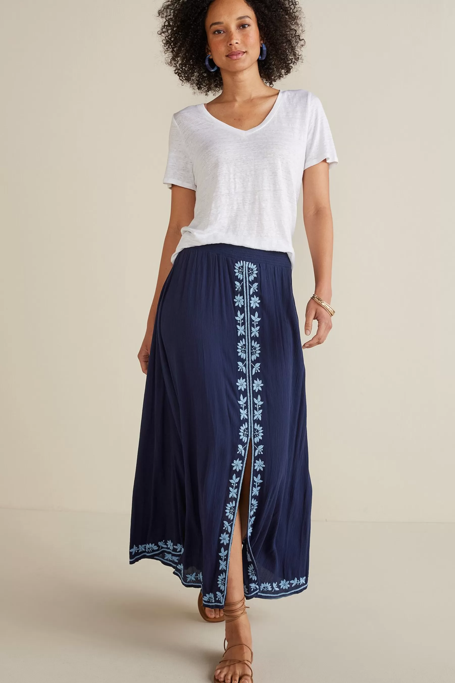 Into The Blues | Gauze Shop-Soft Surroundings Petites Adele Gauze Maxi Skirt Navy