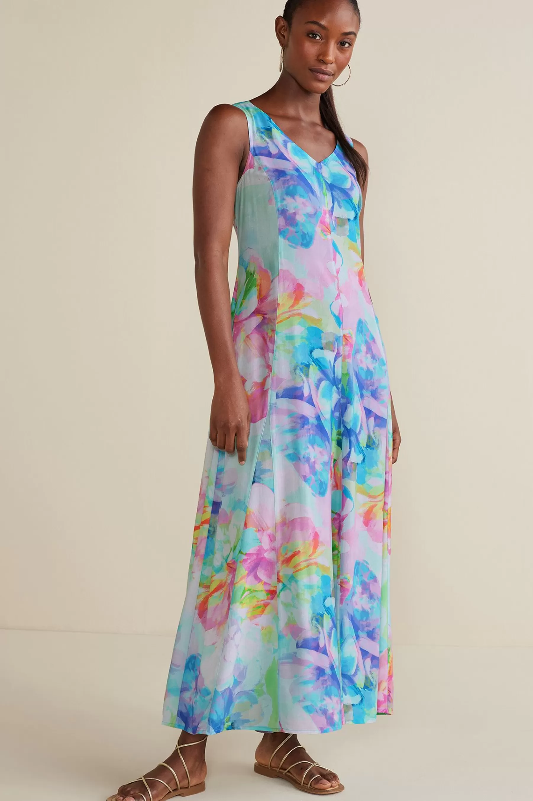 The Floral Shop | Dresses-Soft Surroundings Petites Brenda Maxi Dress Painterly Multi Floral