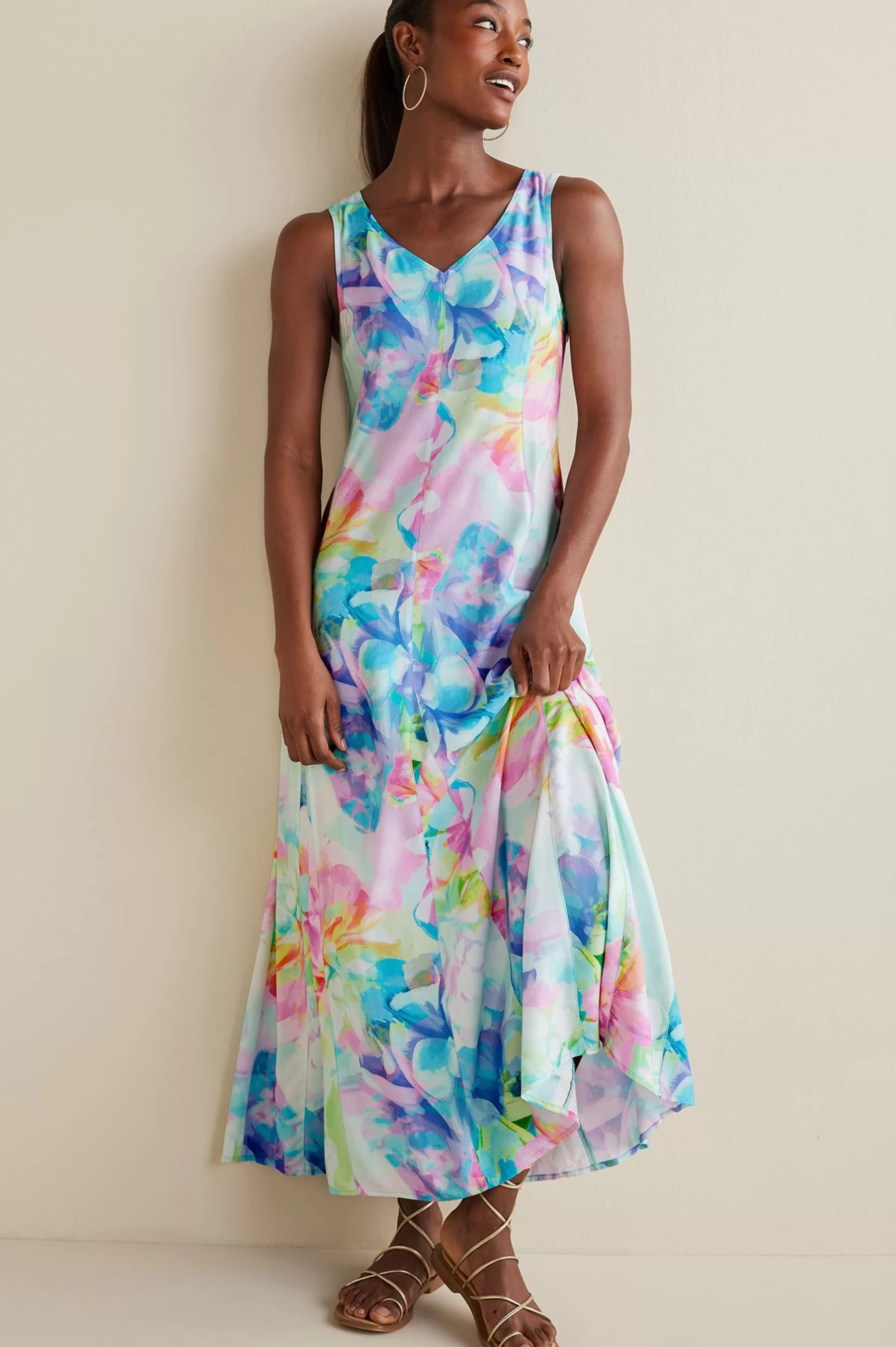 The Floral Shop | Dresses-Soft Surroundings Petites Brenda Maxi Dress Painterly Multi Floral