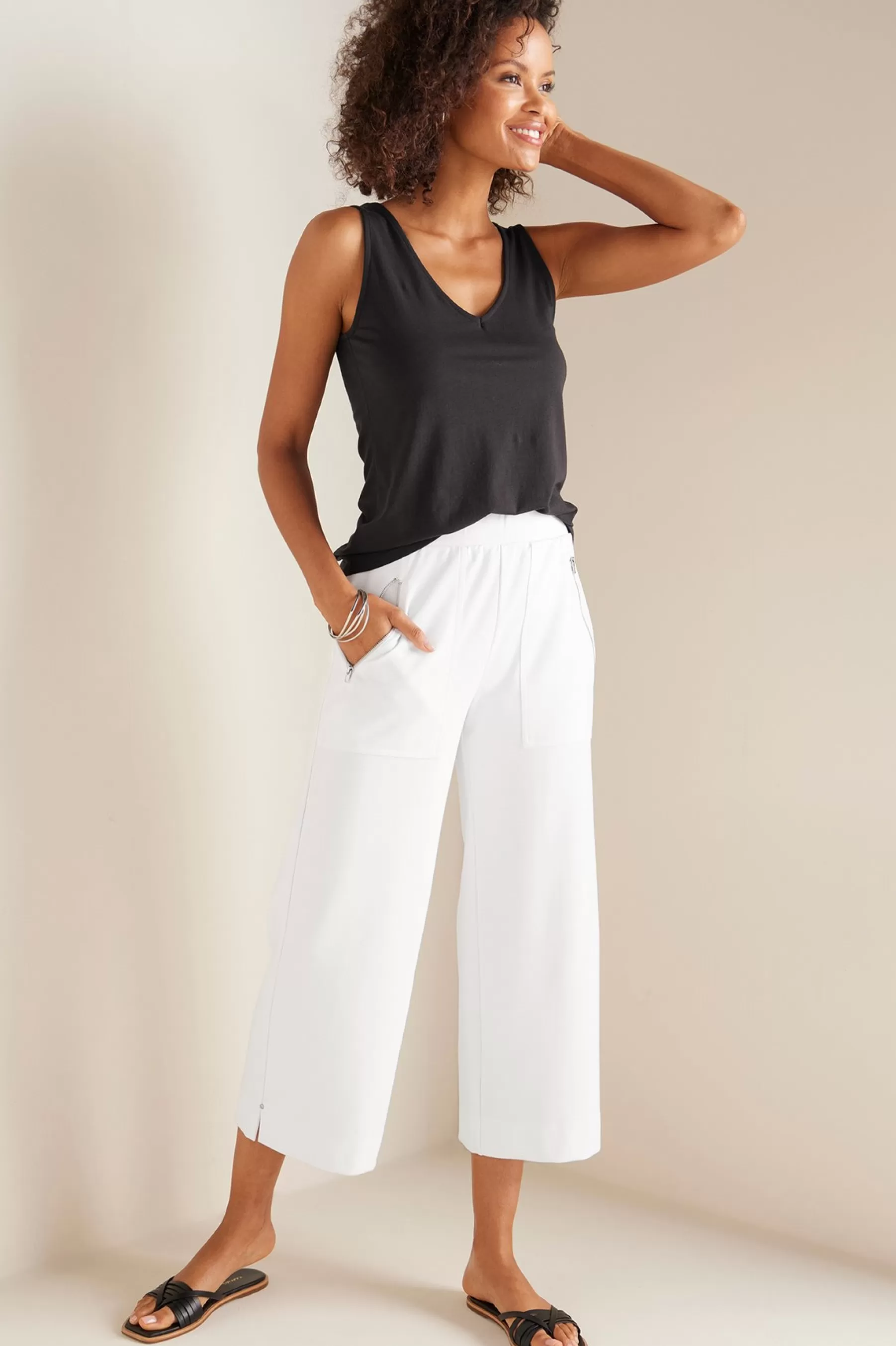 crops & capris | wide leg-Soft Surroundings Petites Caicos Knit Crop Black