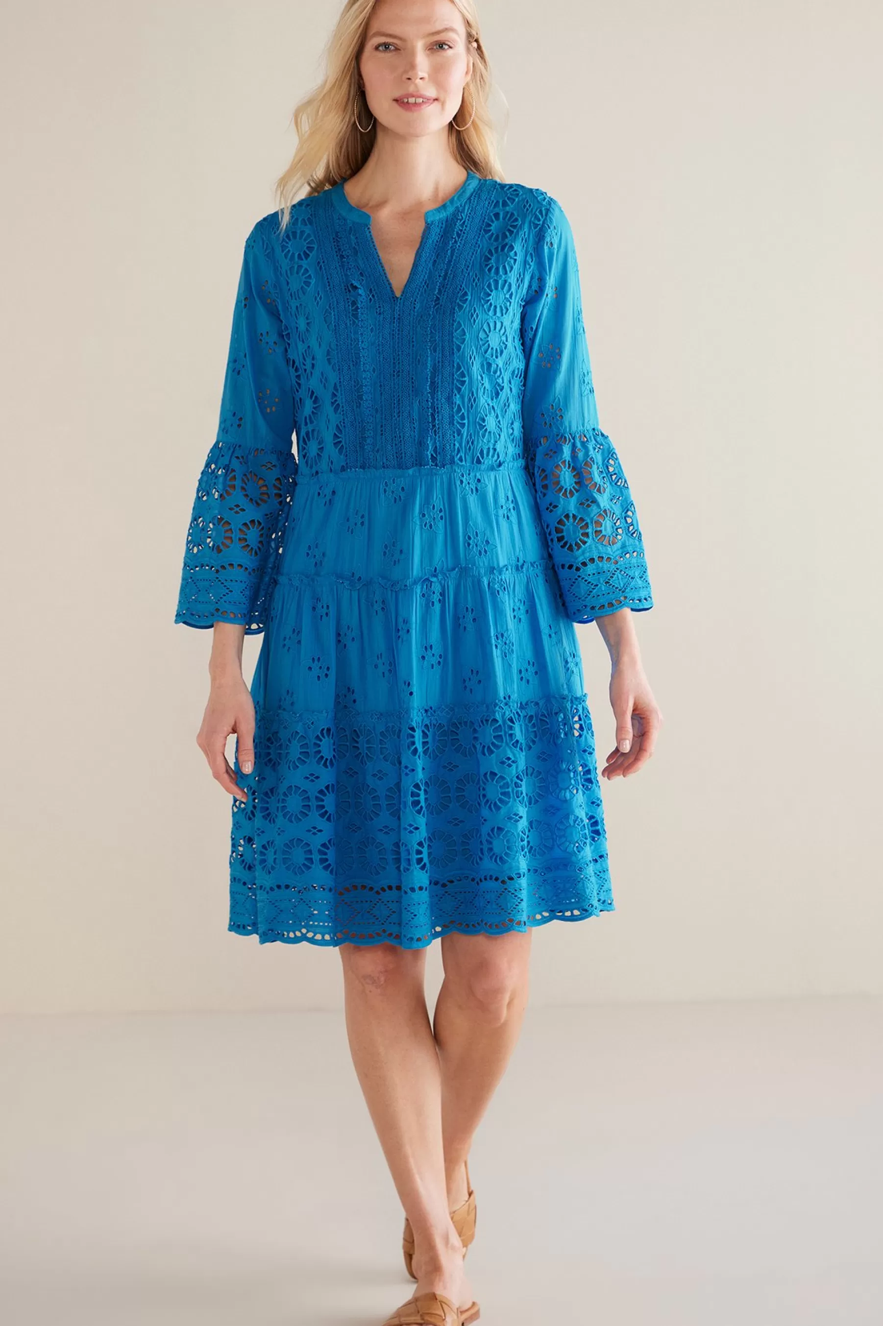 Feminine Flourish | Into The Blues-Soft Surroundings Petites Cordelia Short Dress Swedish Blue