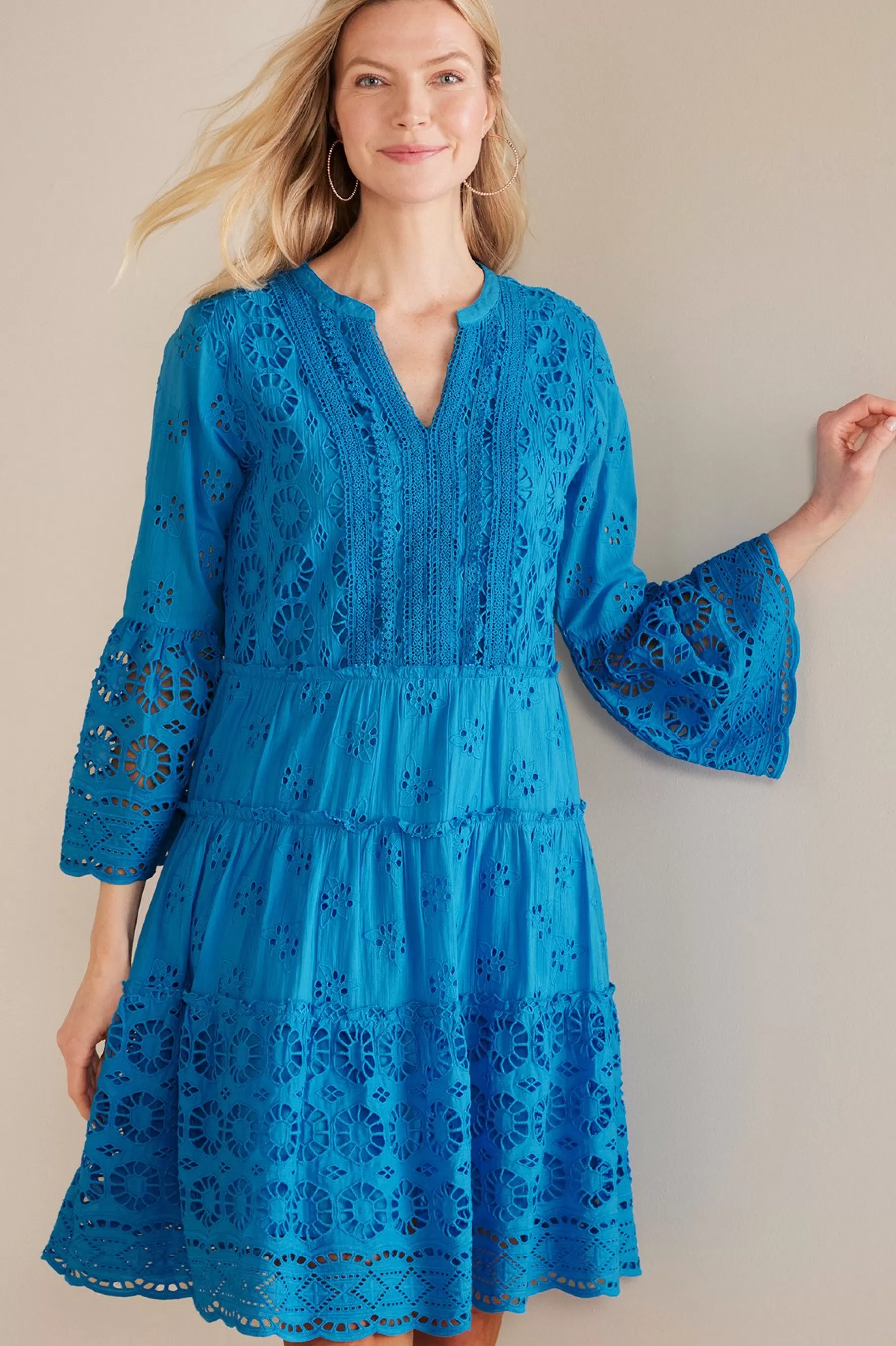 Feminine Flourish | Into The Blues-Soft Surroundings Petites Cordelia Short Dress Swedish Blue