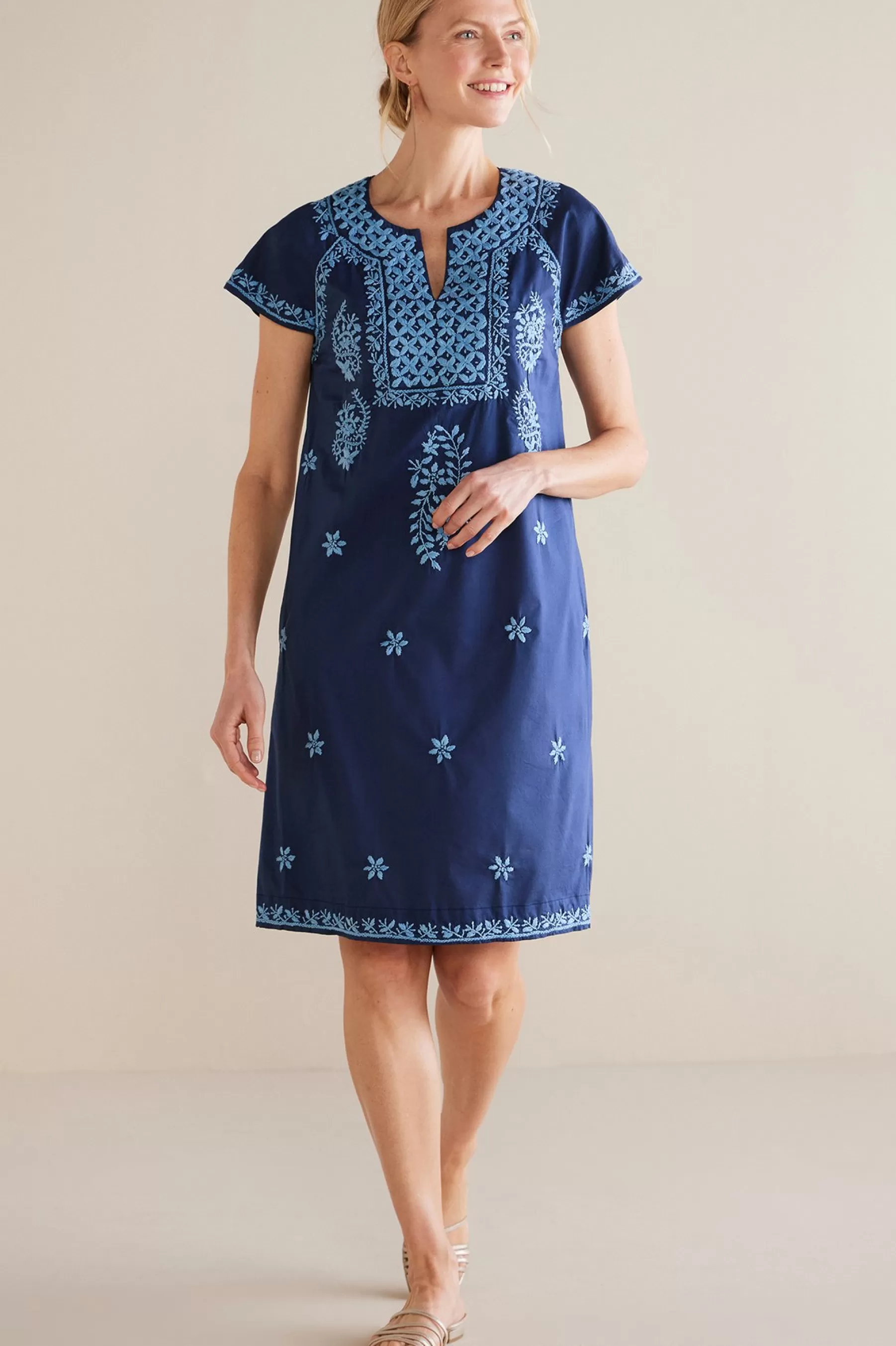 Into The Blues | Global Artistry-Soft Surroundings Petites Davina Short Dress Navy