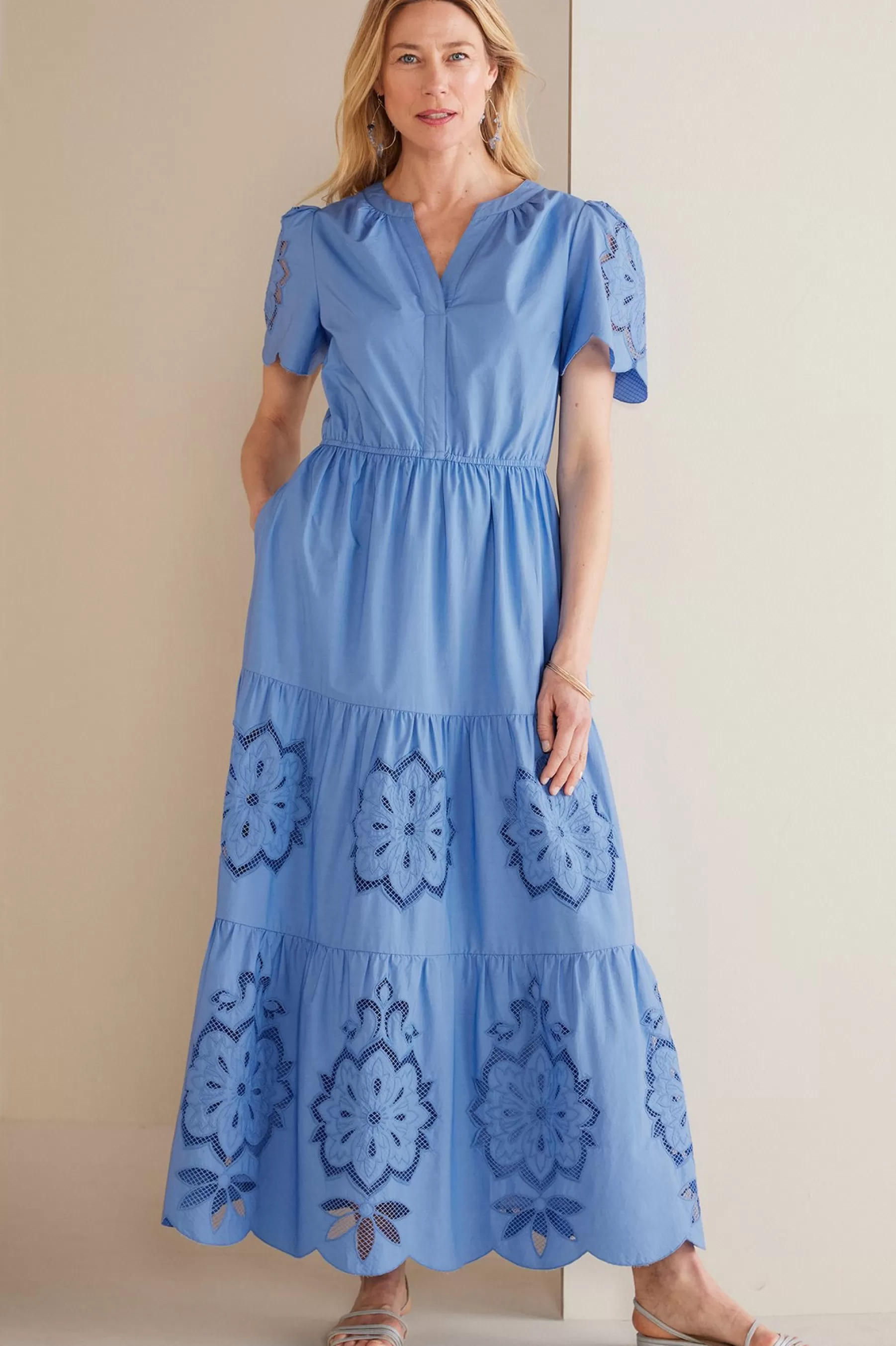 Feminine Flourish | Into The Blues-Soft Surroundings Petites Dorothy Maxi Dress Blue Bonnet