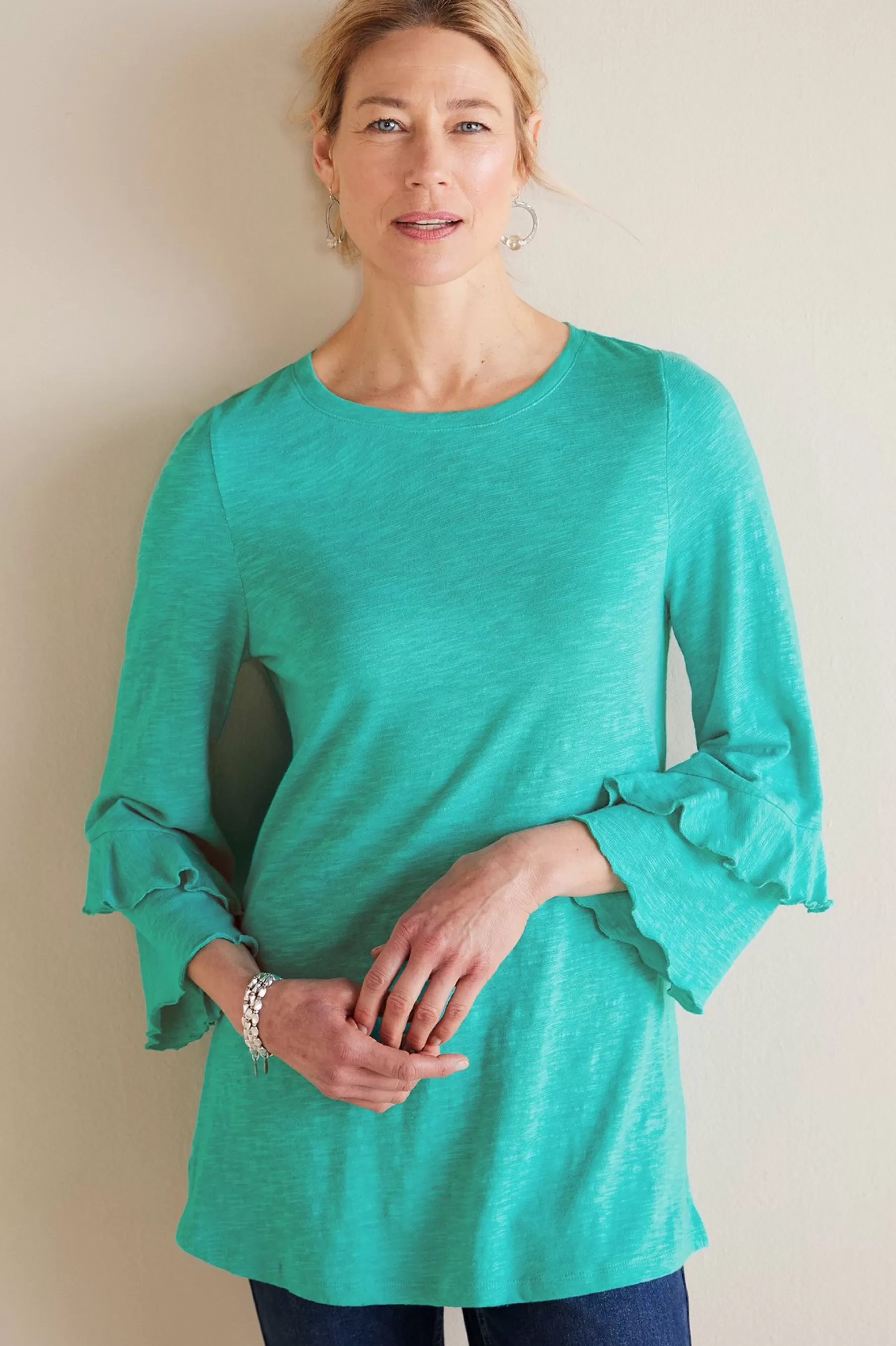 Feminine Flourish | Into The Blues-Soft Surroundings Petites Erin Linen Blend Tunic Sangria