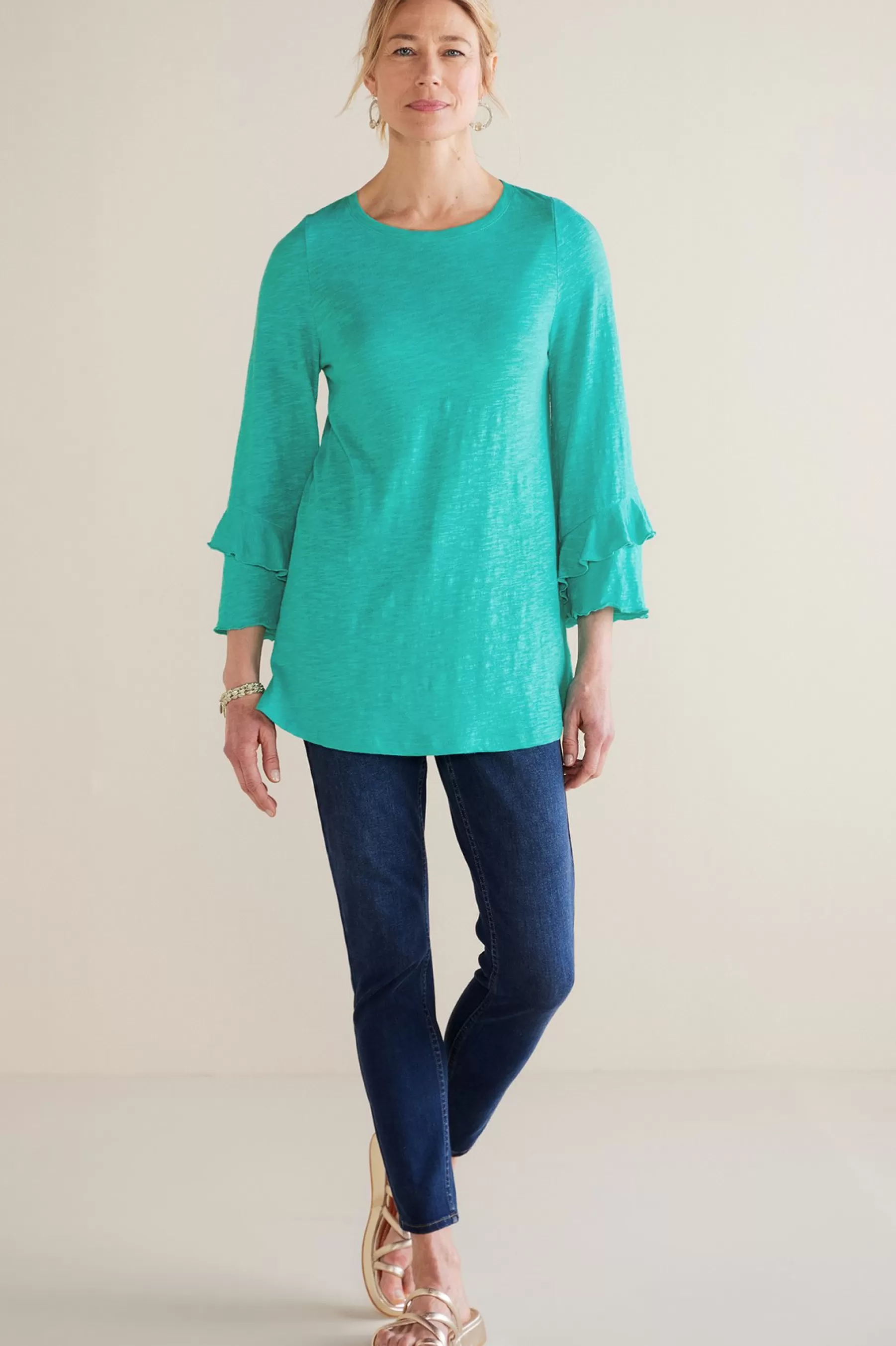 Feminine Flourish | Into The Blues-Soft Surroundings Petites Erin Linen Blend Tunic Sangria