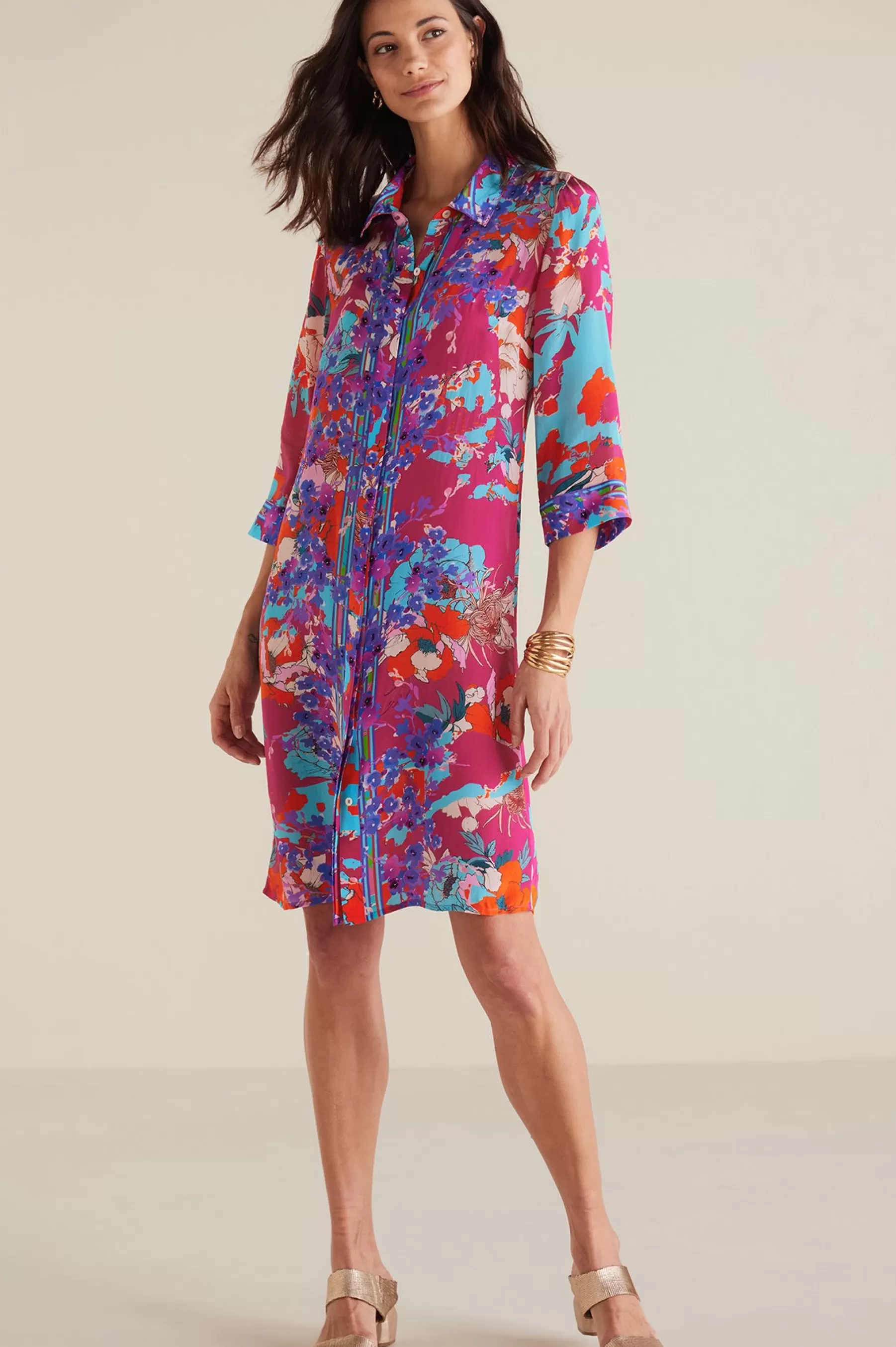 vacation dresses | patterned-Soft Surroundings Petites Garden Path Dress Blue/Purple Multi