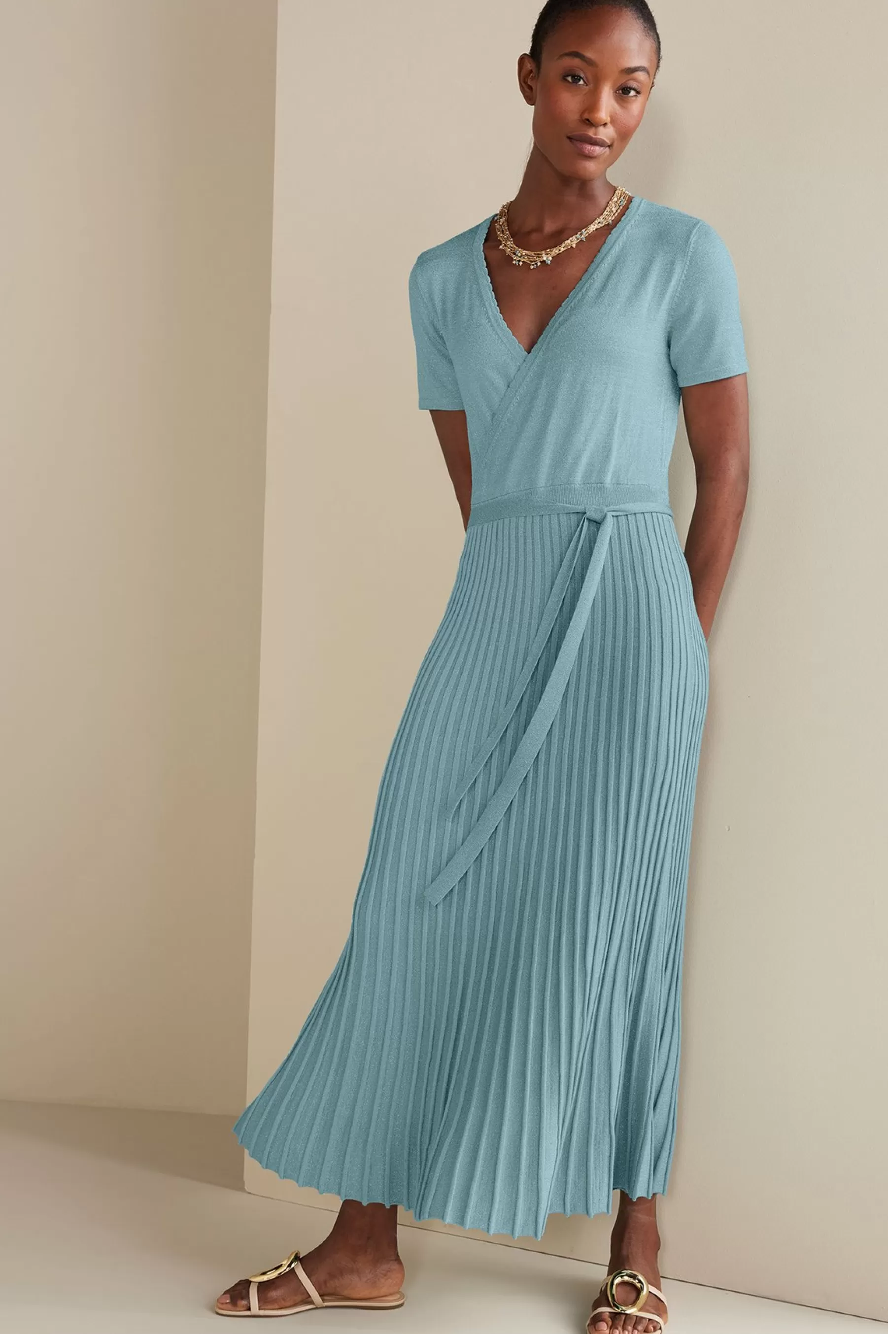 Into The Blues | Dresses-Soft Surroundings Petites Janelle Maxi Dress Aquatic Blue