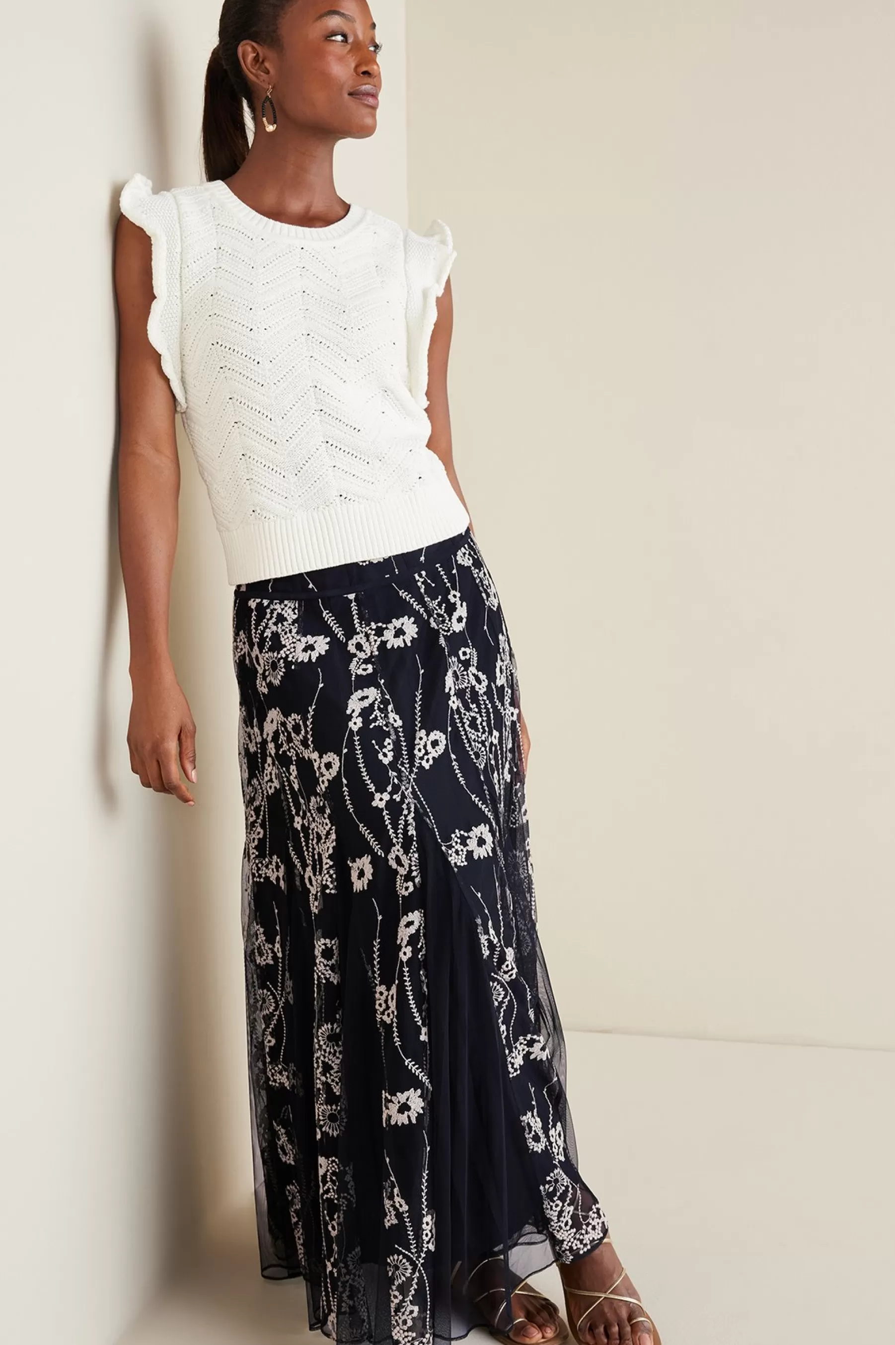 Global Artistry | Skirts-Soft Surroundings Petites Leatrice Embroidered Maxi Skirt Black