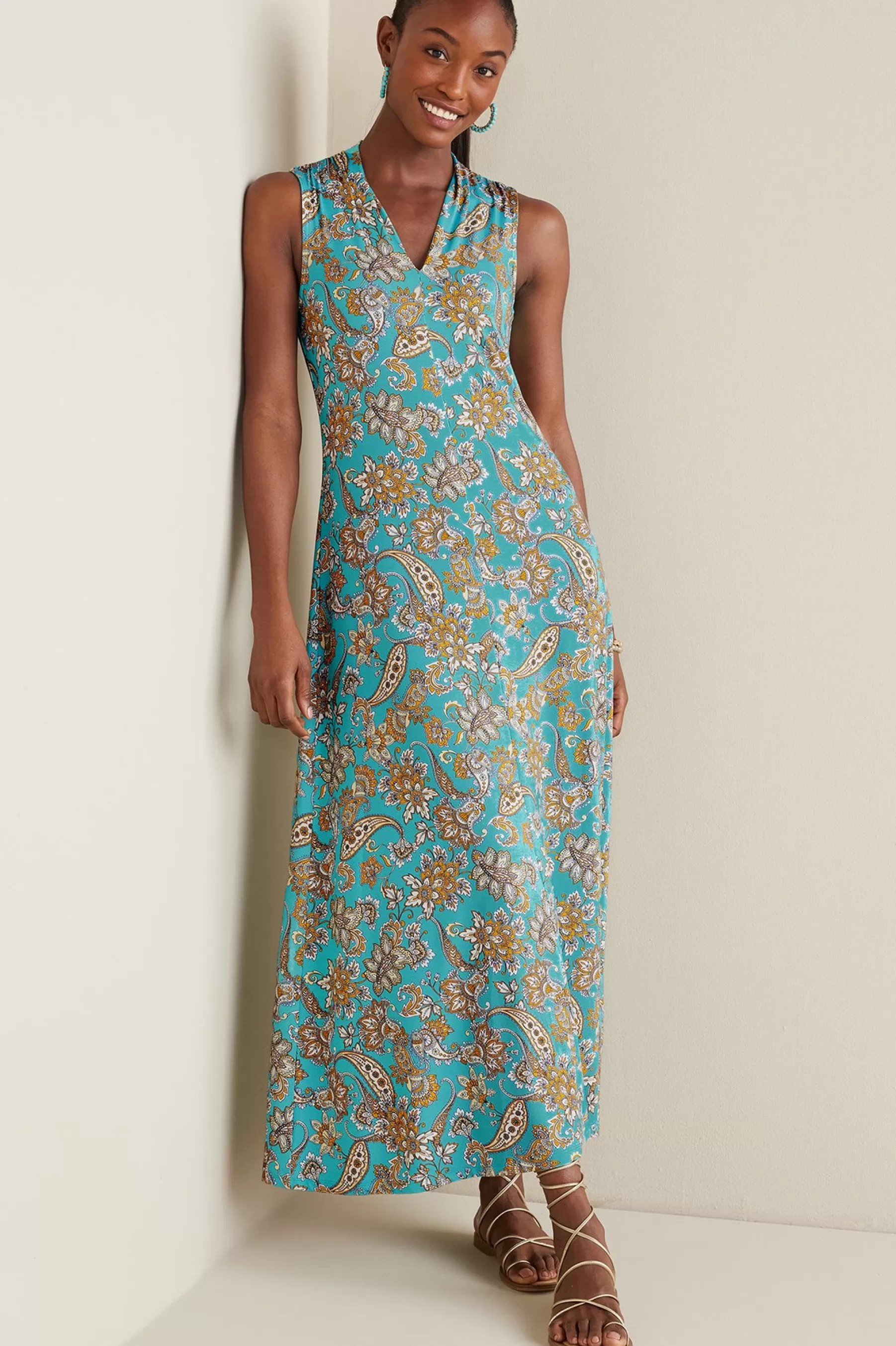 Into The Blues | The Floral Shop-Soft Surroundings Petites Lenora Knit Maxi Dress Porcelain Blue