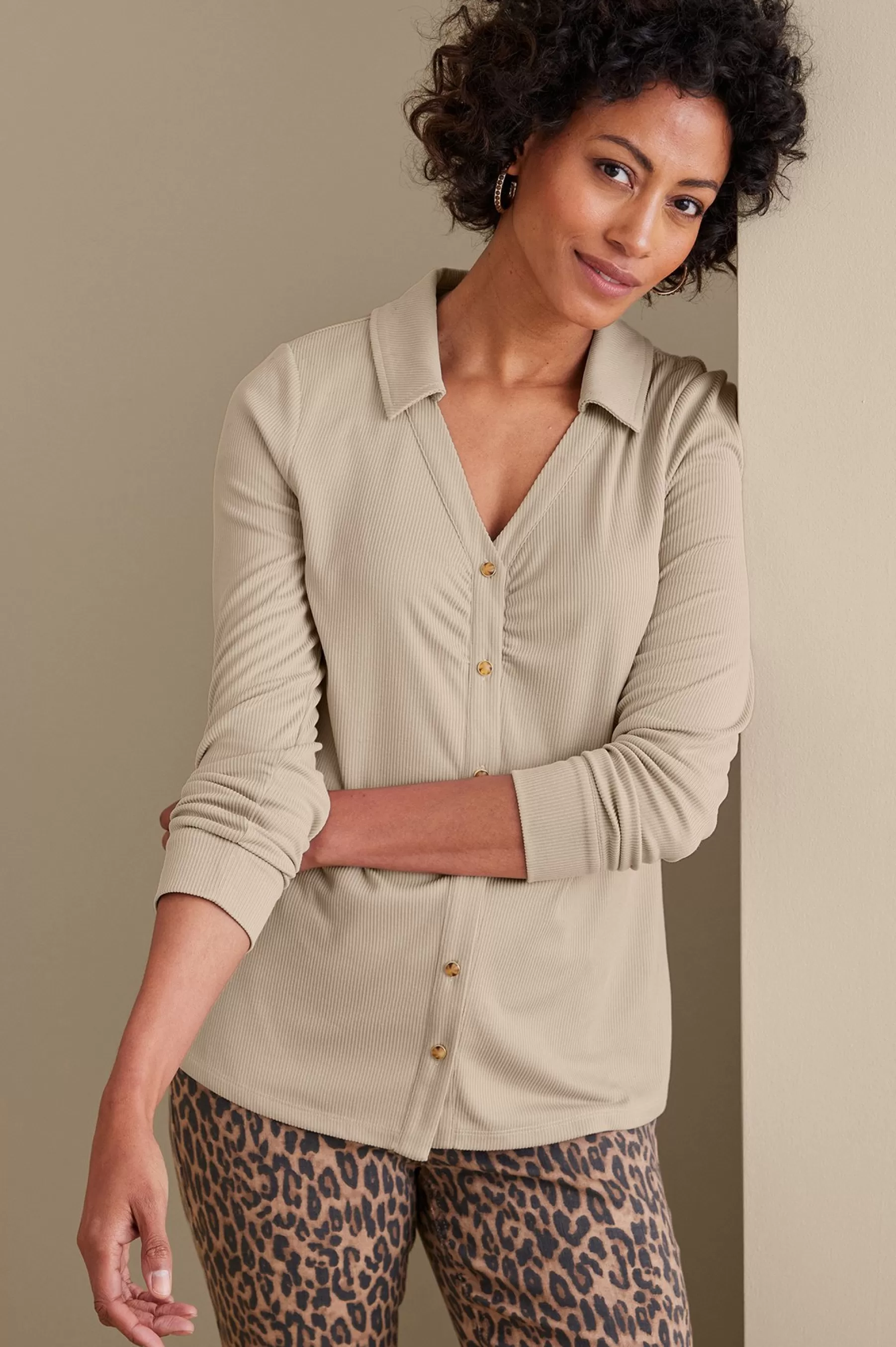 long sleeve | shirts-Soft Surroundings Petites Lindy Top Beige