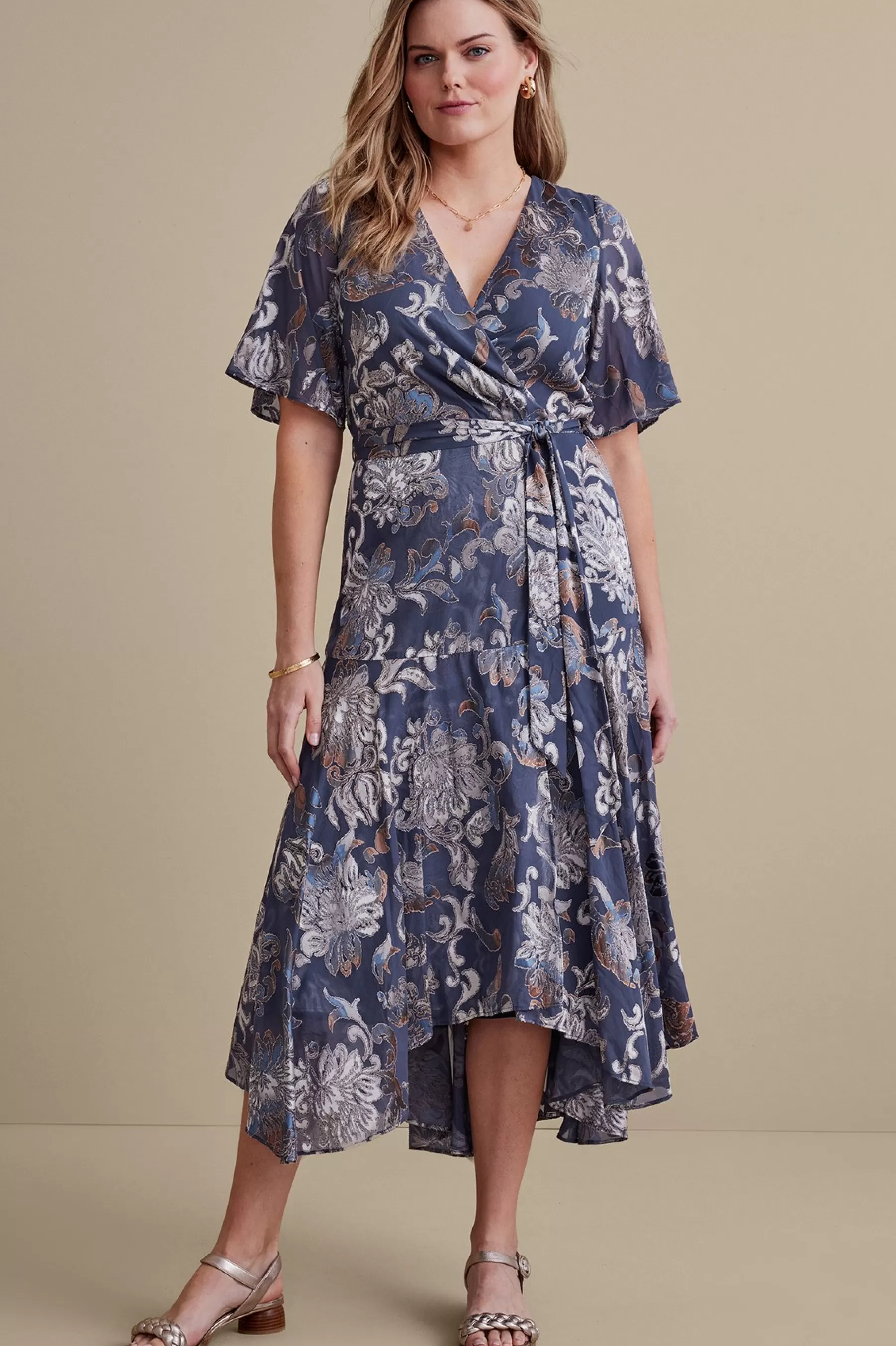 between season | patterned-Soft Surroundings Petites Minerva Dress Navy Blue