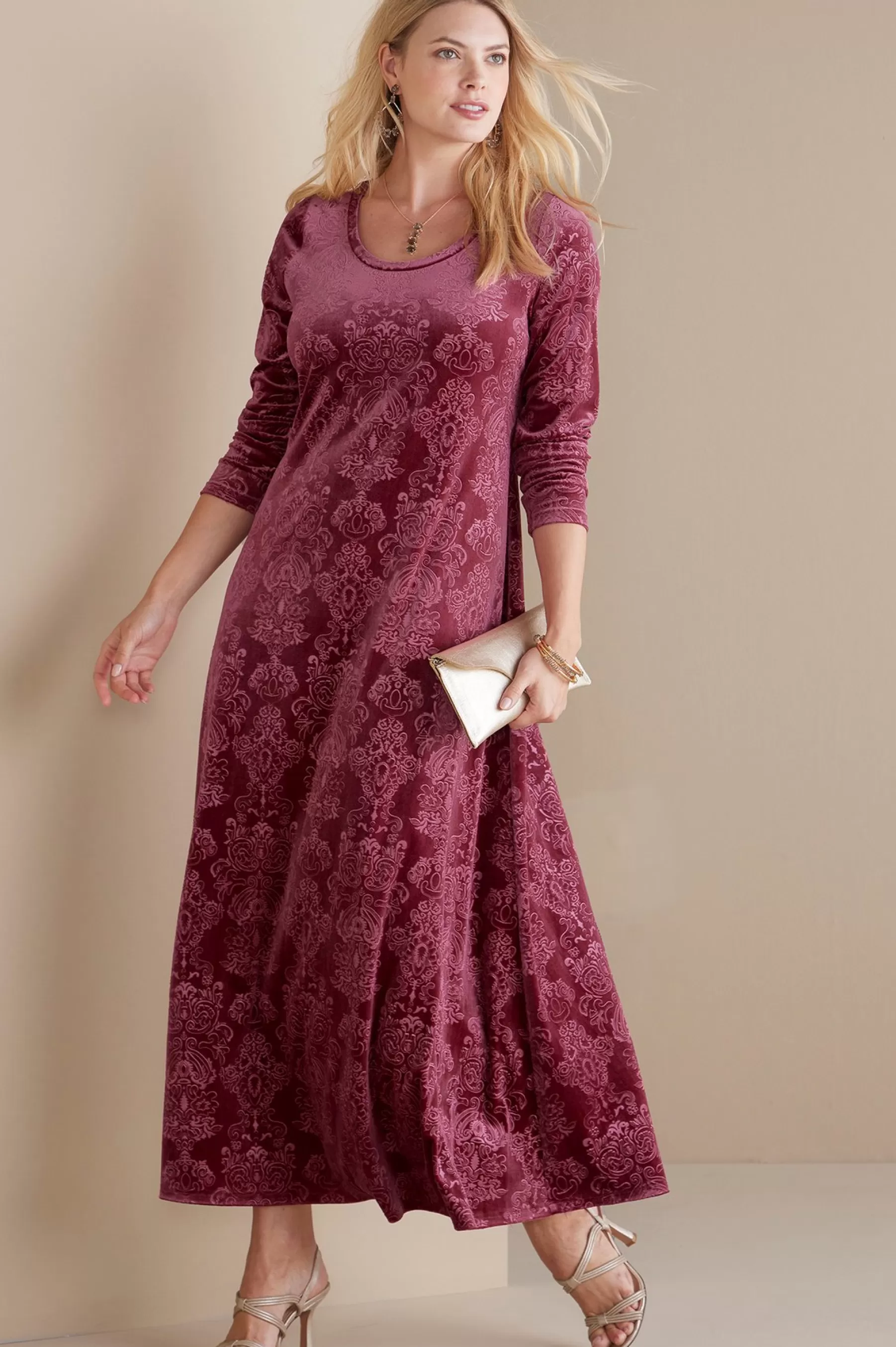 Feminine Flourish | Dresses-Soft Surroundings Petites Santiago Embossed Velvet Dress