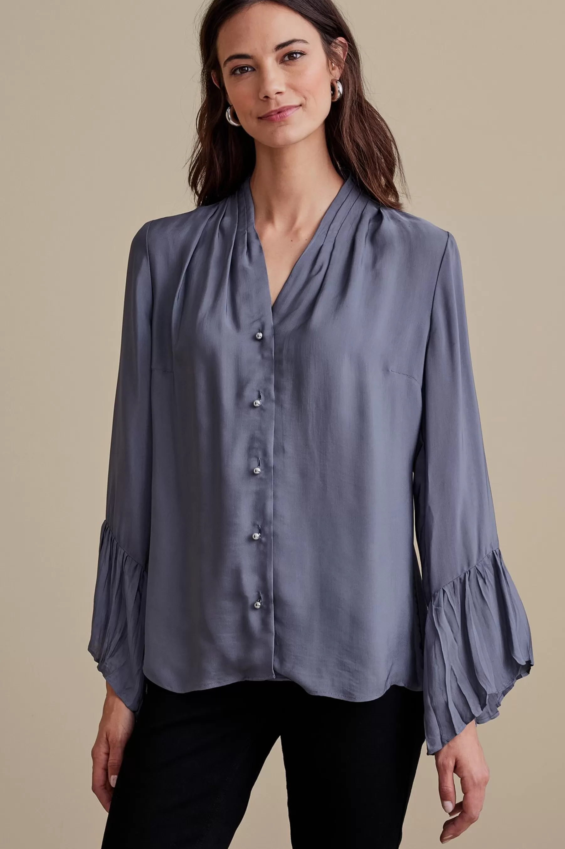 long sleeve | shirts-Soft Surroundings Petites Valerie Shirt Nightshadow Blue