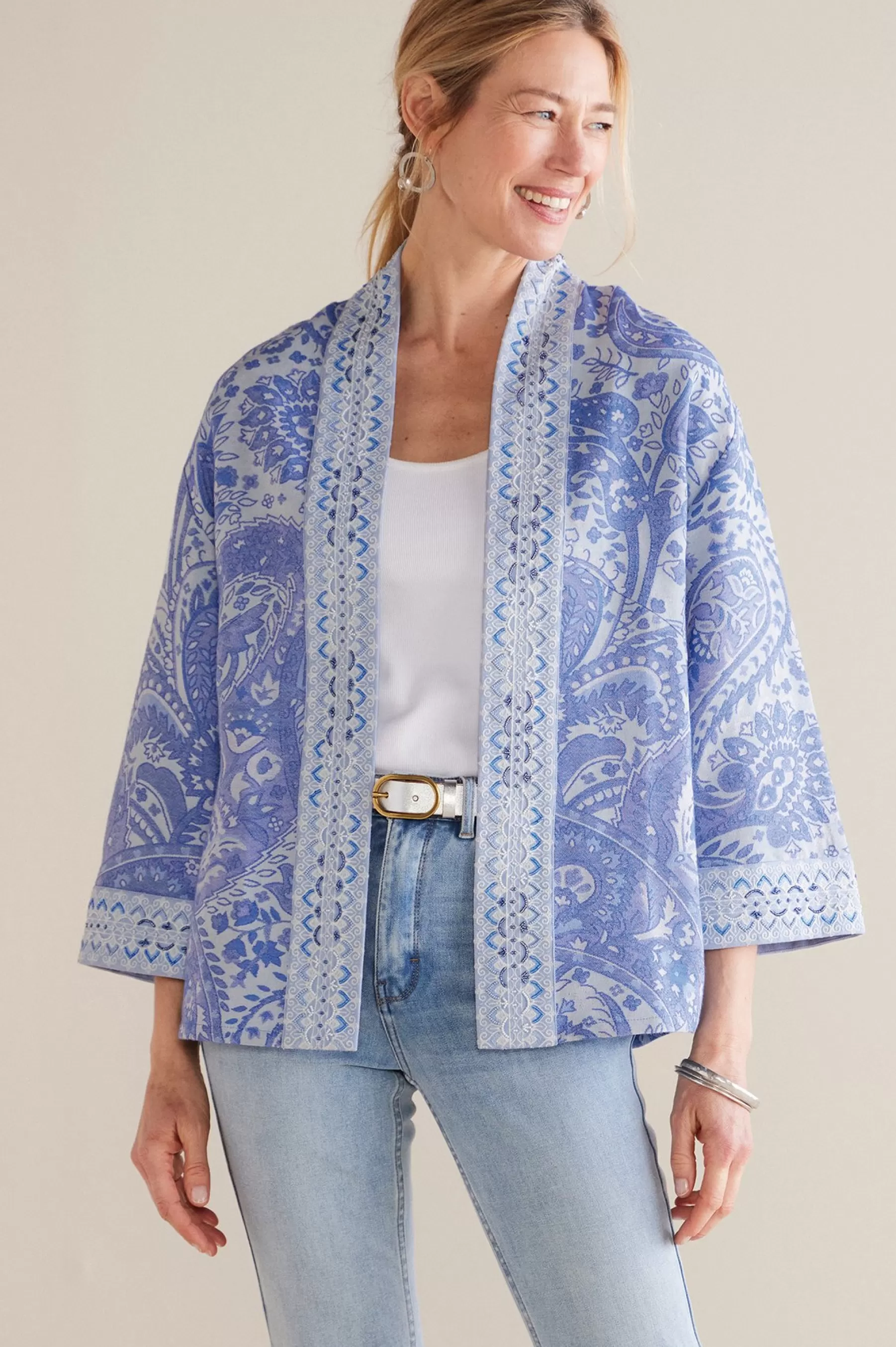 Global Artistry | Jackets & Coats-Soft Surroundings Petites Verrado Jacket Indigo Paisley