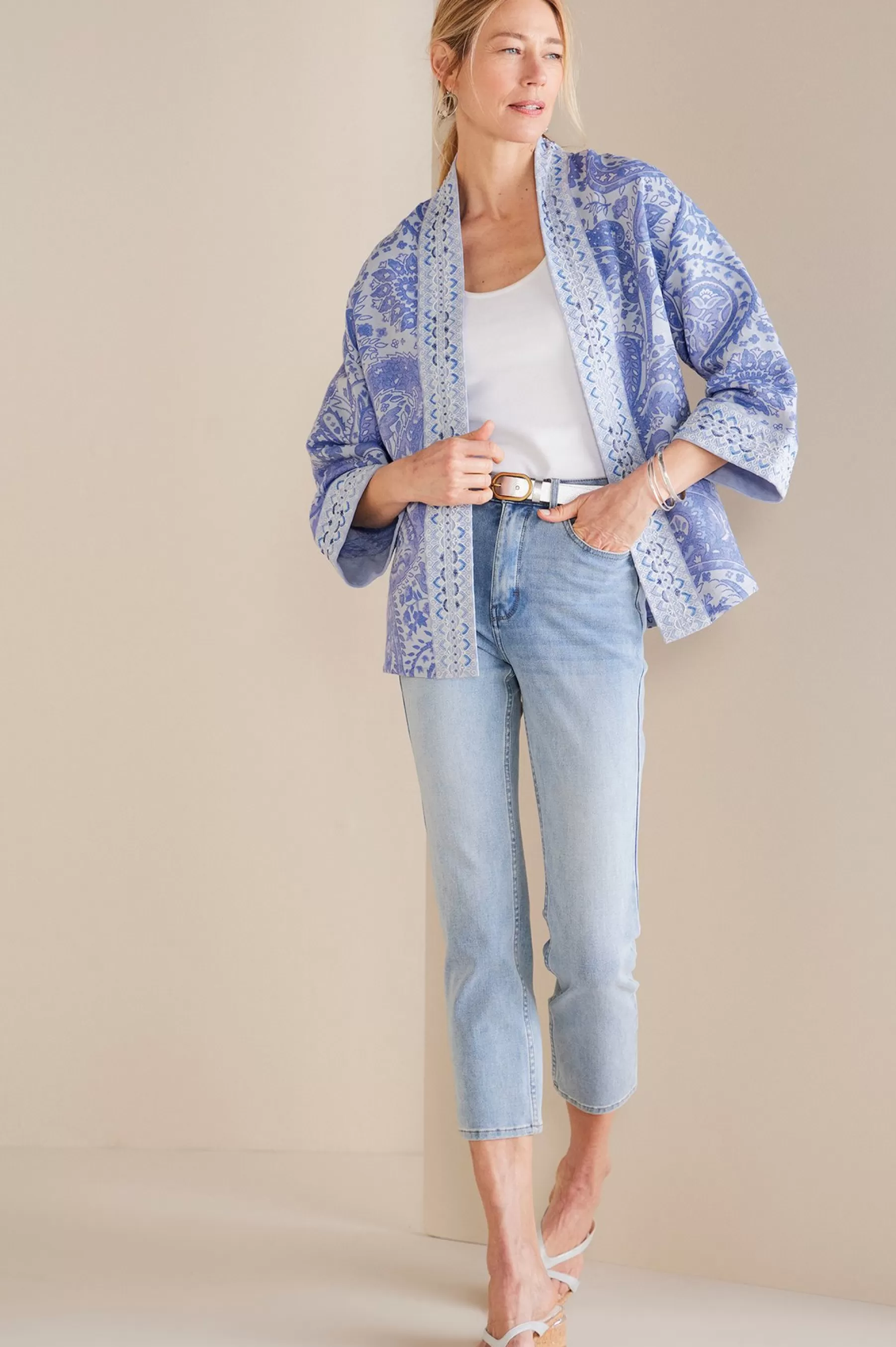 Global Artistry | Jackets & Coats-Soft Surroundings Petites Verrado Jacket Indigo Paisley