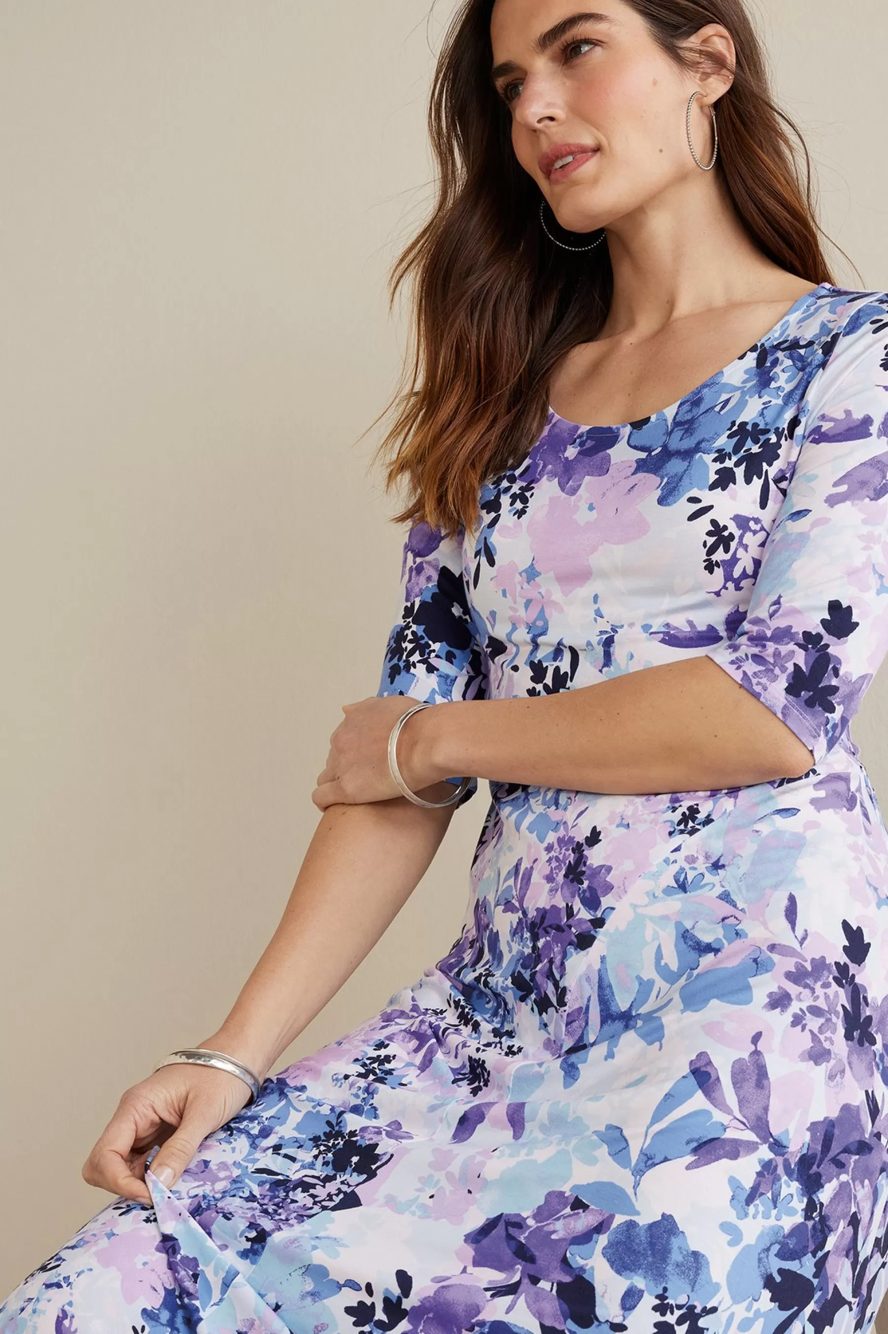 Feminine Flourish | The Floral Shop-Soft Surroundings Petites Vivienne Dress Garden Dream Blue