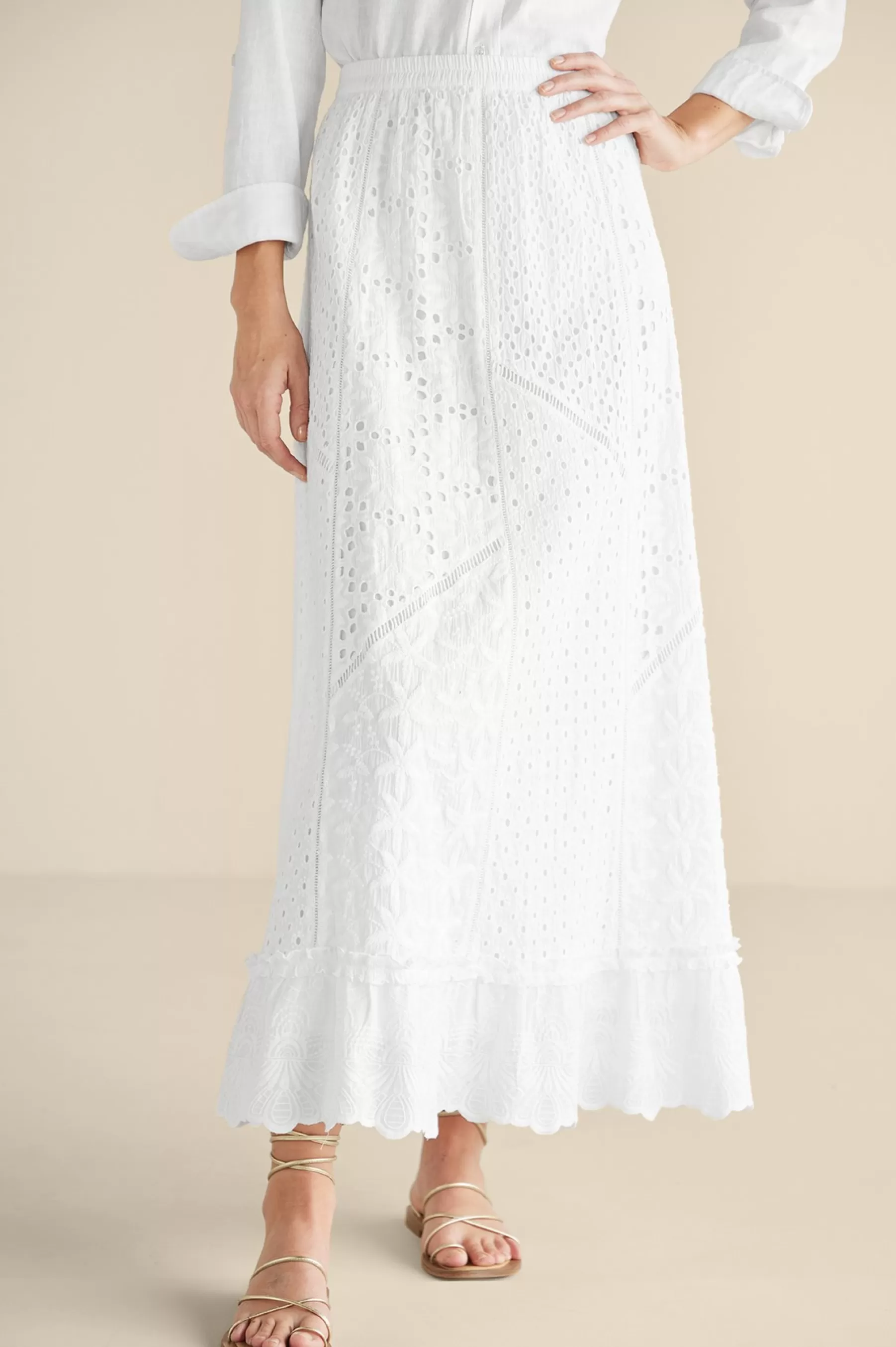 Feminine Flourish | Vacation Shop-Soft Surroundings Porfiria Embellished Skirt Coronet Blue