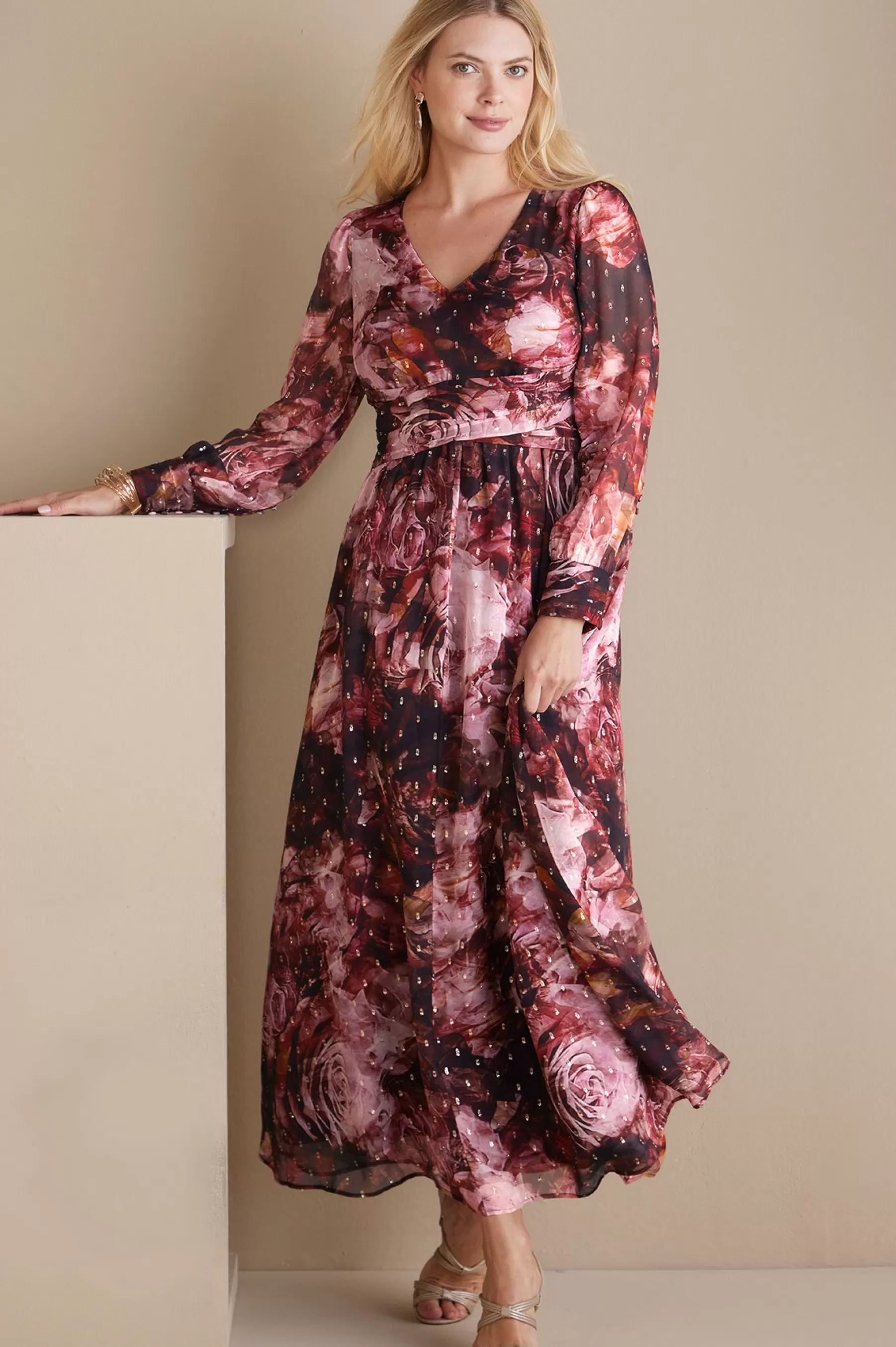 Feminine Flourish | occasion dresses-Soft Surroundings Rina Silk Dress Multi Floral