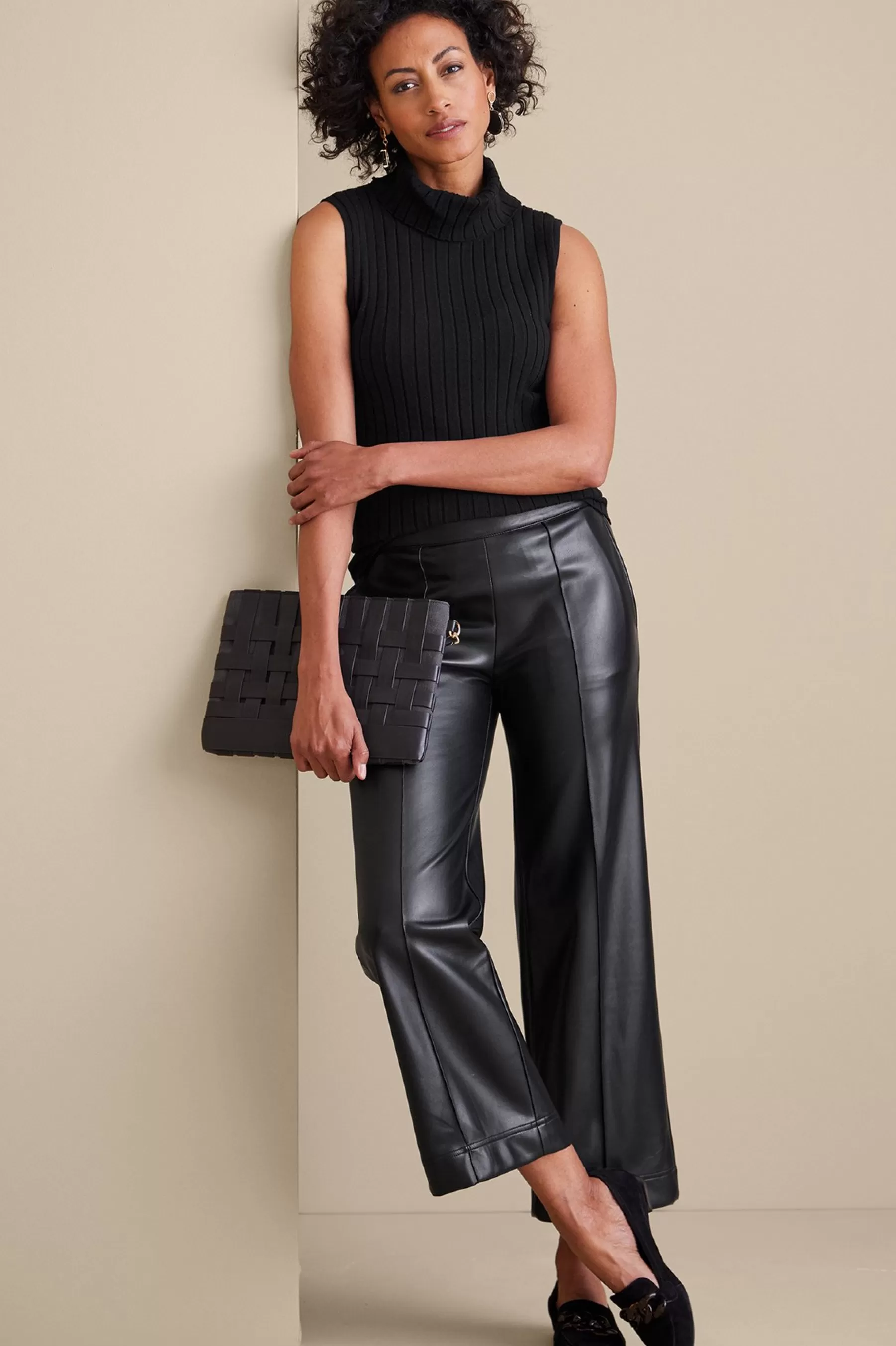 cropped | ankle-Soft Surroundings Rivka Faux Leather Pants Black