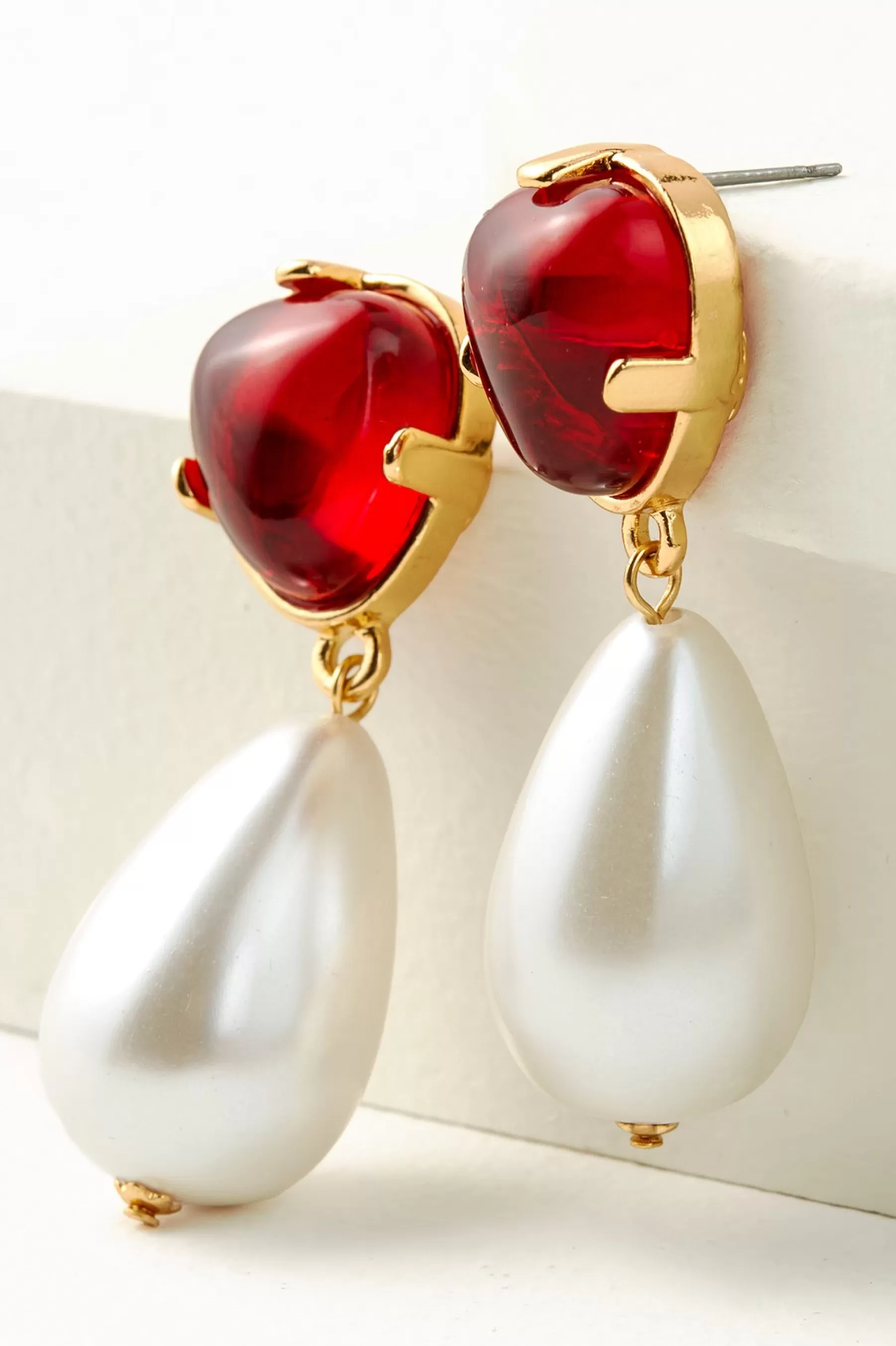 Earrings | earrings-Soft Surroundings Scarlett Drop Earring Red/Pearl